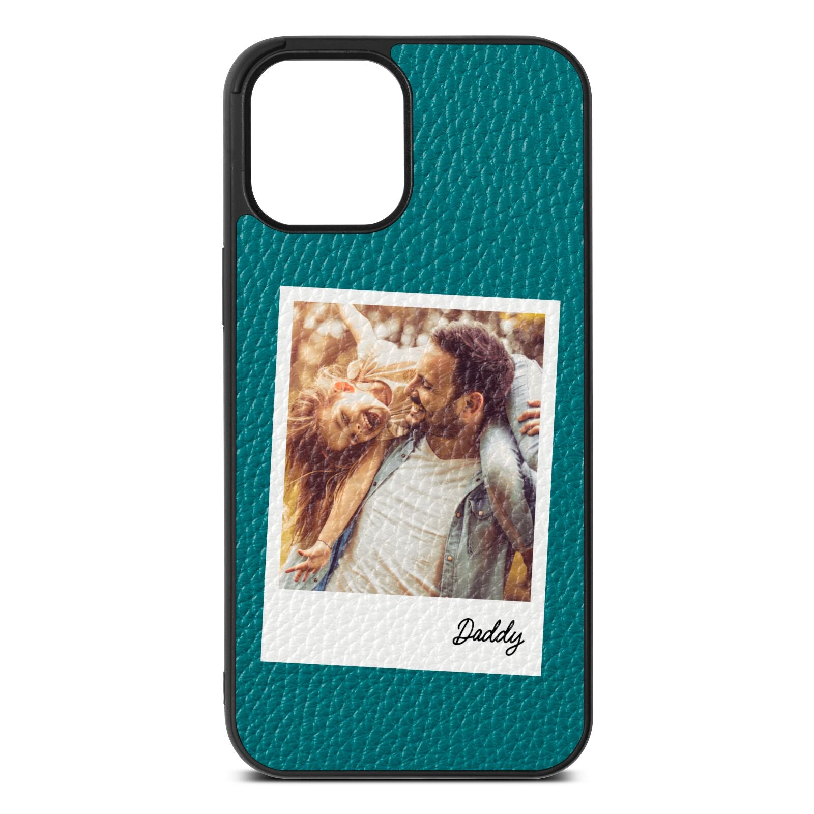 Fathers Day Photo Green Pebble Leather iPhone 12 Pro Max Case