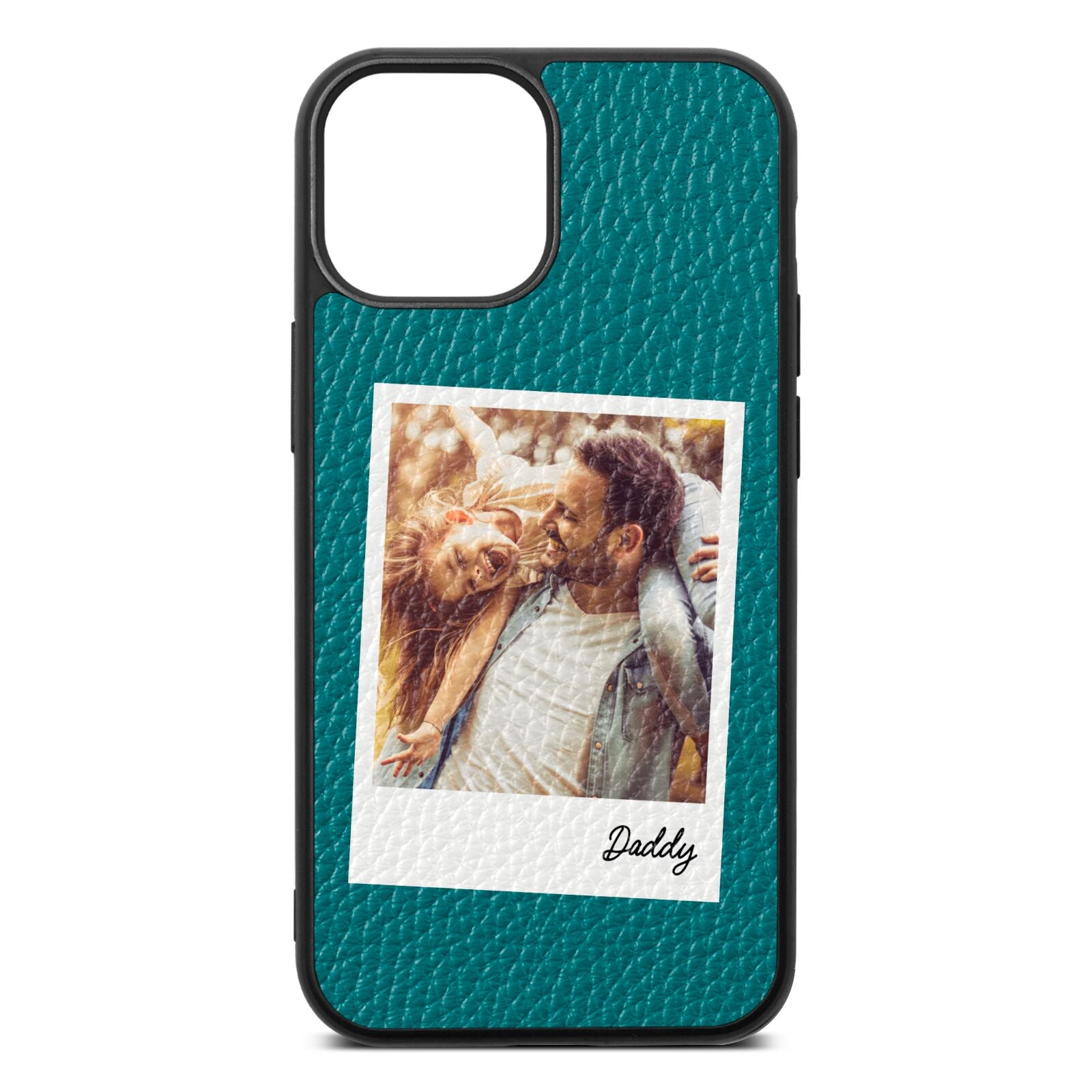 Fathers Day Photo Green Pebble Leather iPhone 13 Mini Case