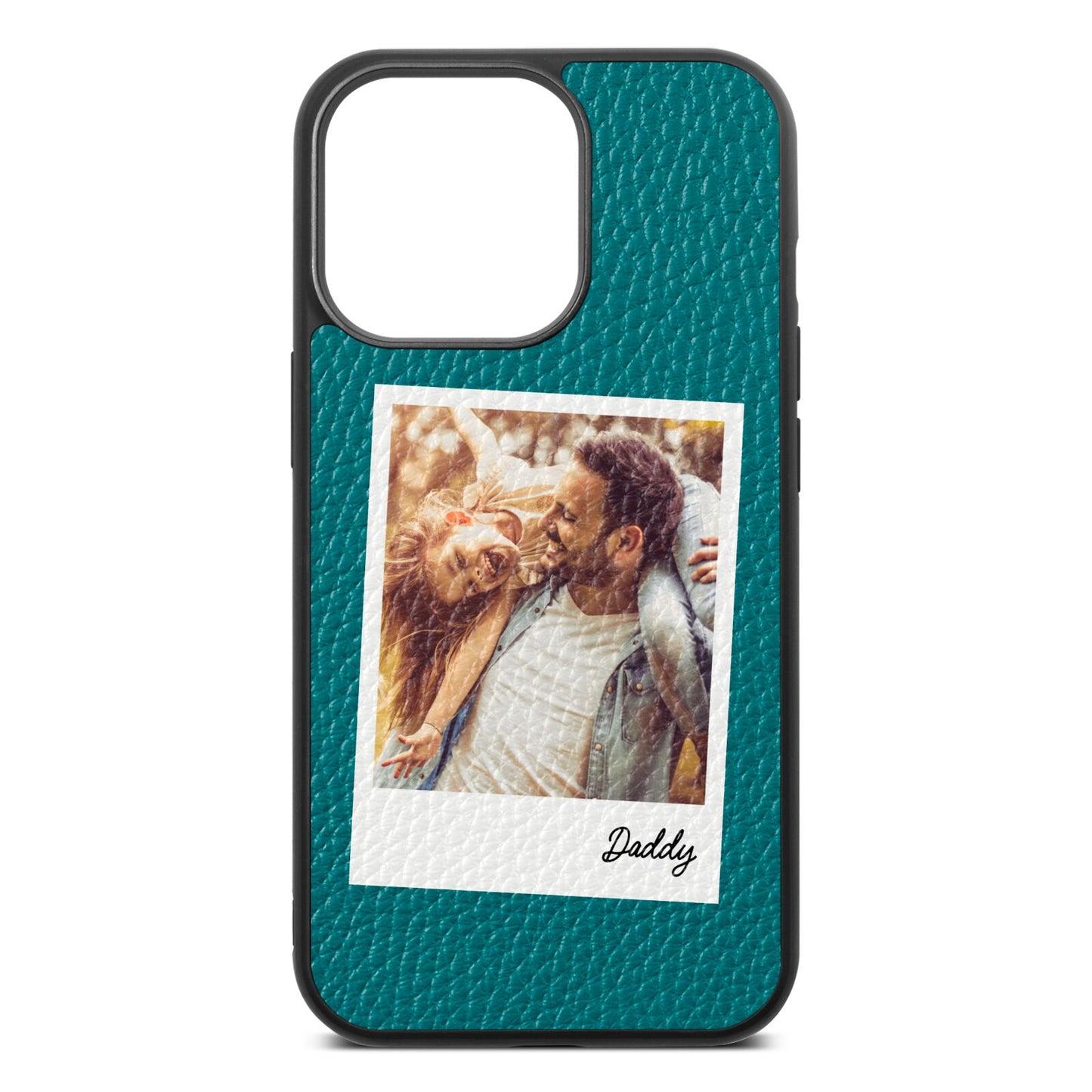 Fathers Day Photo Green Pebble Leather iPhone 13 Pro Case