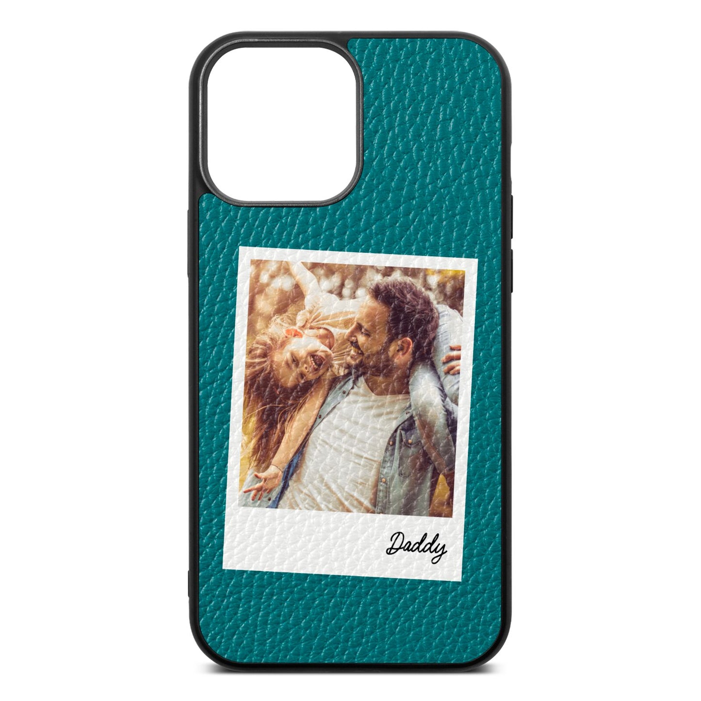 Fathers Day Photo Green Pebble Leather iPhone 13 Pro Max Case