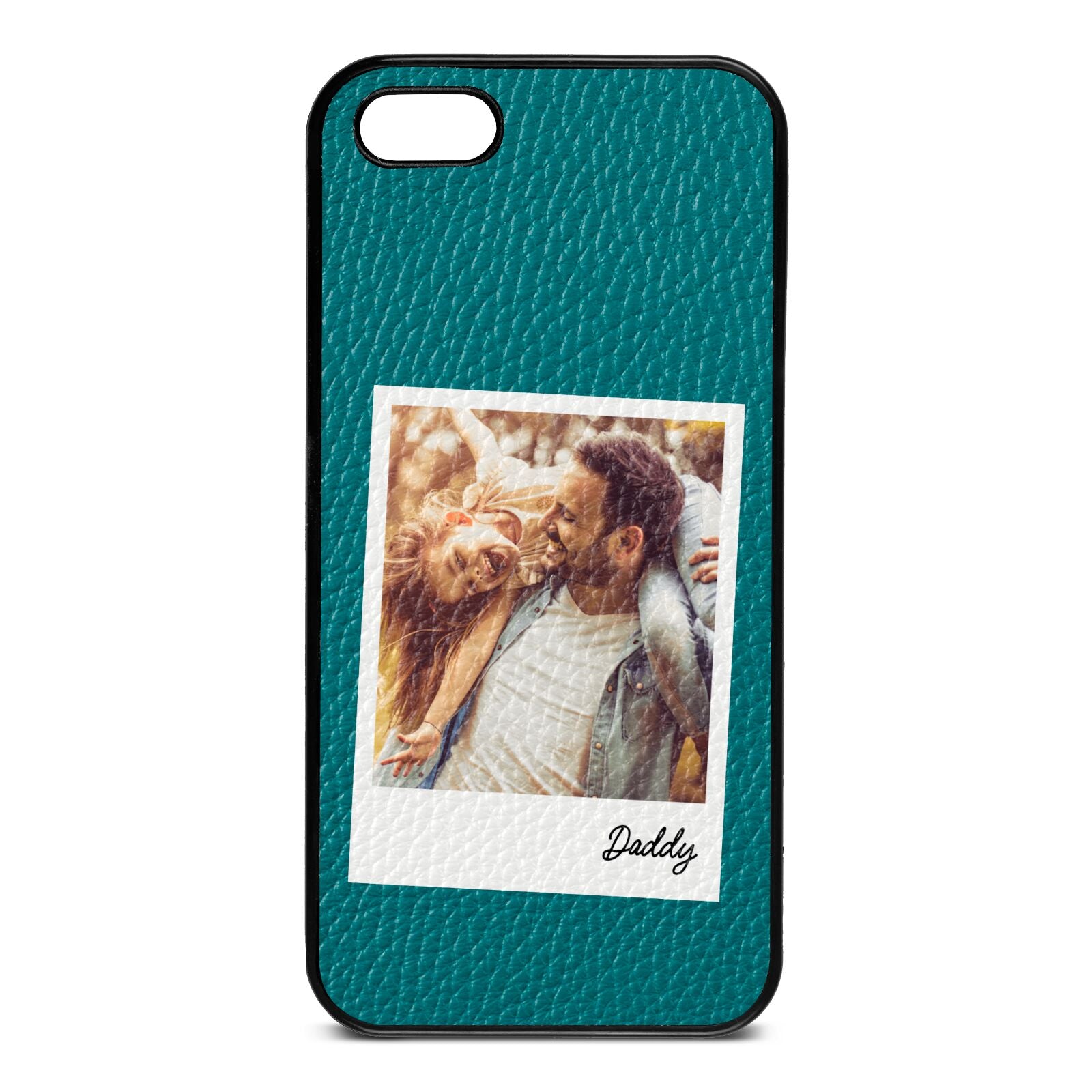 Fathers Day Photo Green Pebble Leather iPhone 5 Case