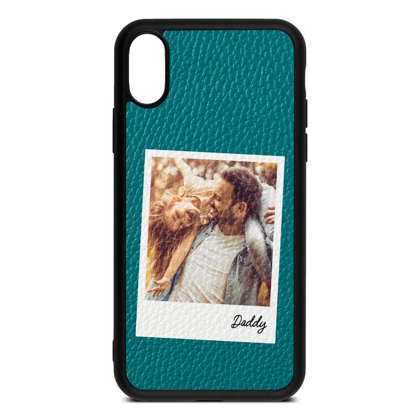 Fathers Day Photo Green Pebble Leather iPhone Xs Case