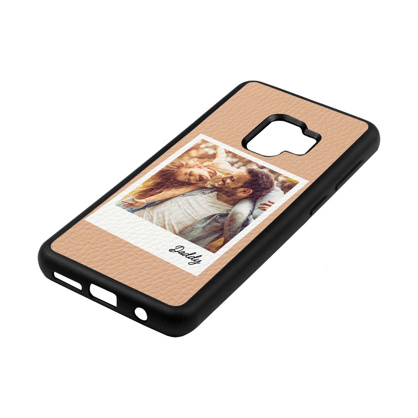 Fathers Day Photo Nude Pebble Leather Samsung S9 Case Side Angle