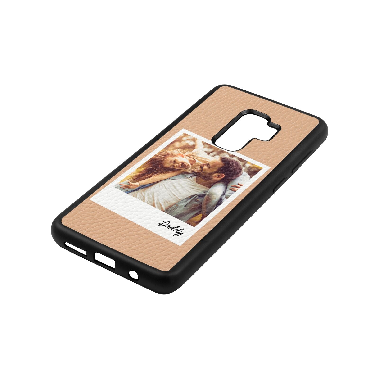 Fathers Day Photo Nude Pebble Leather Samsung S9 Plus Case Side Angle