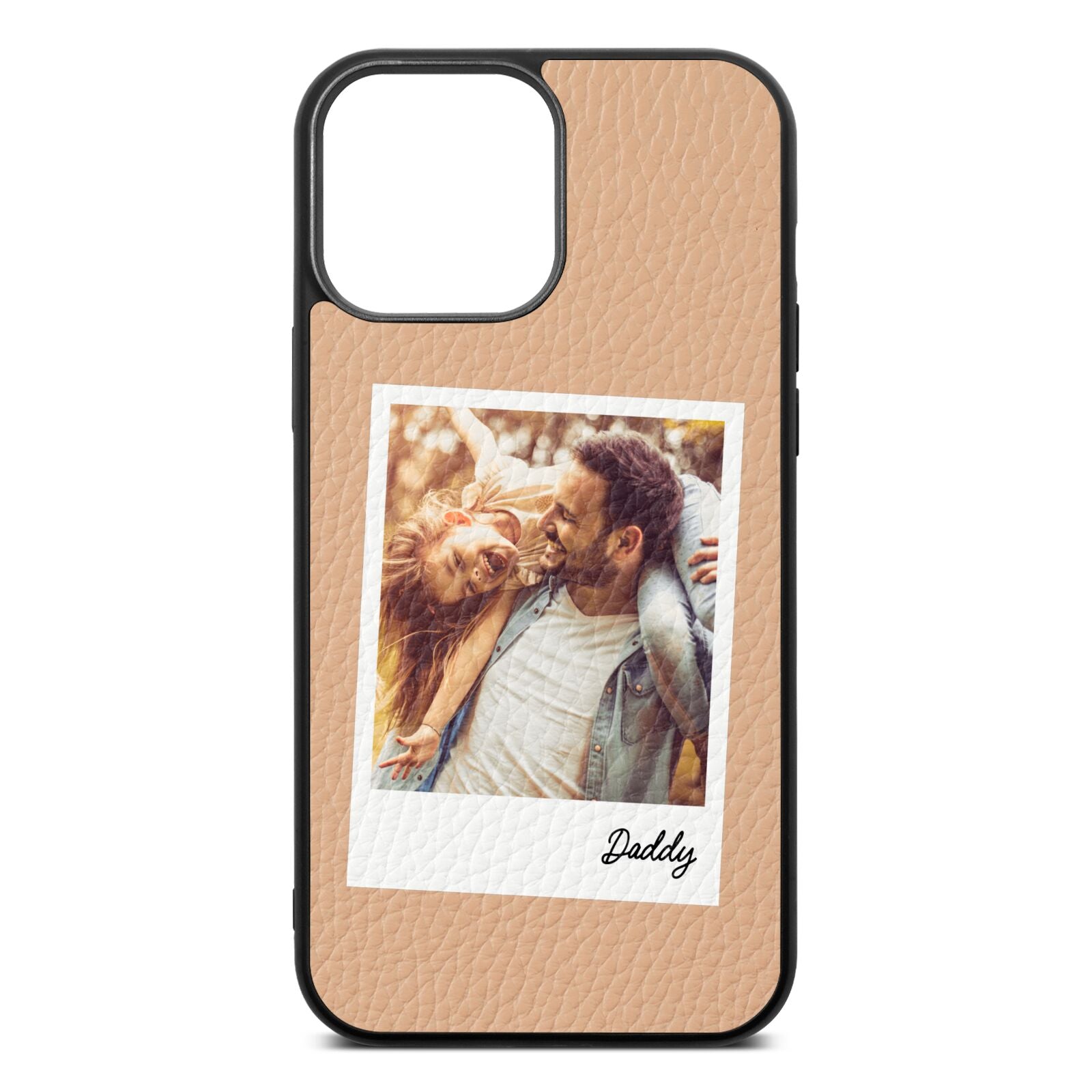 Fathers Day Photo Nude Pebble Leather iPhone 13 Pro Max Case