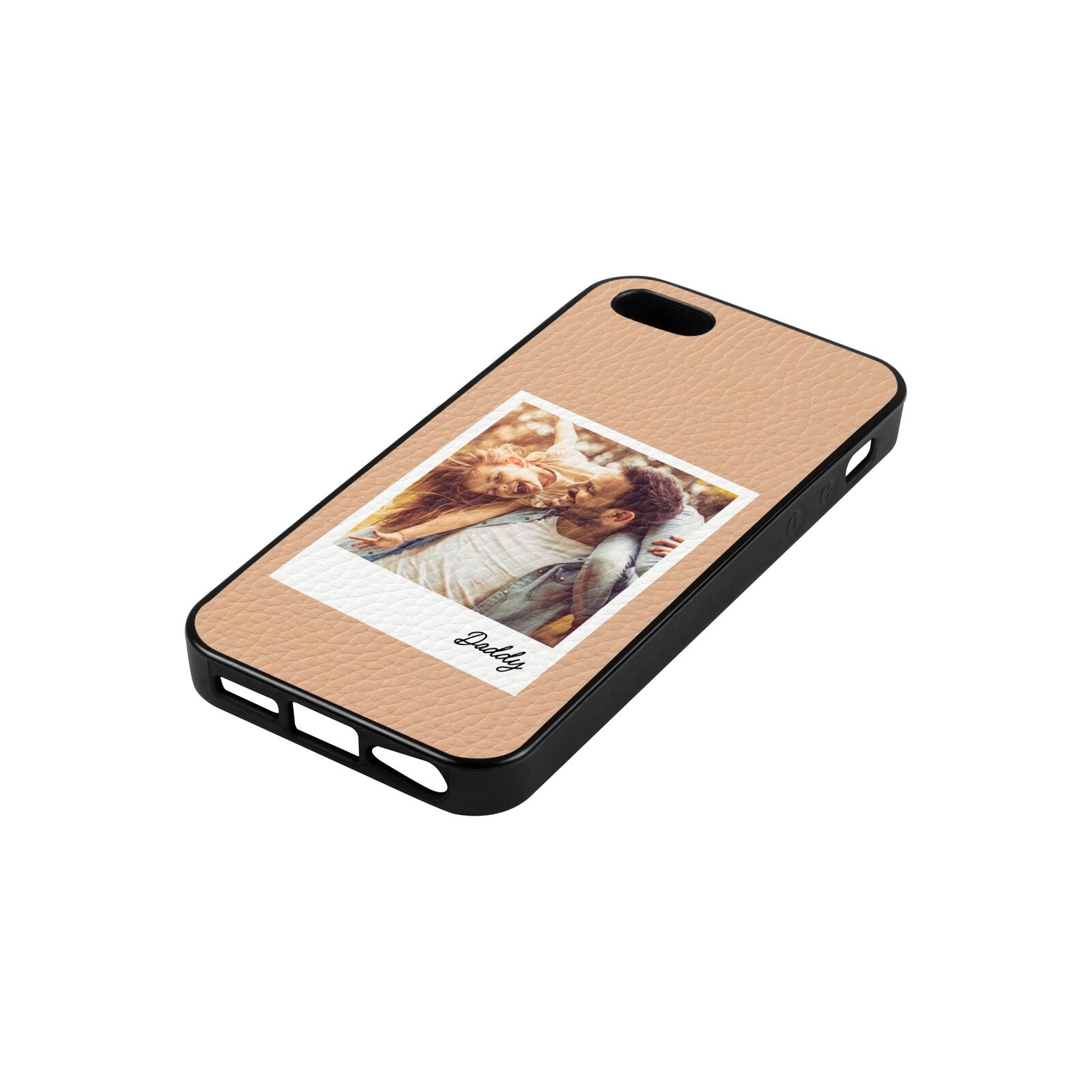 Fathers Day Photo Nude Pebble Leather iPhone 5 Case Side Angle