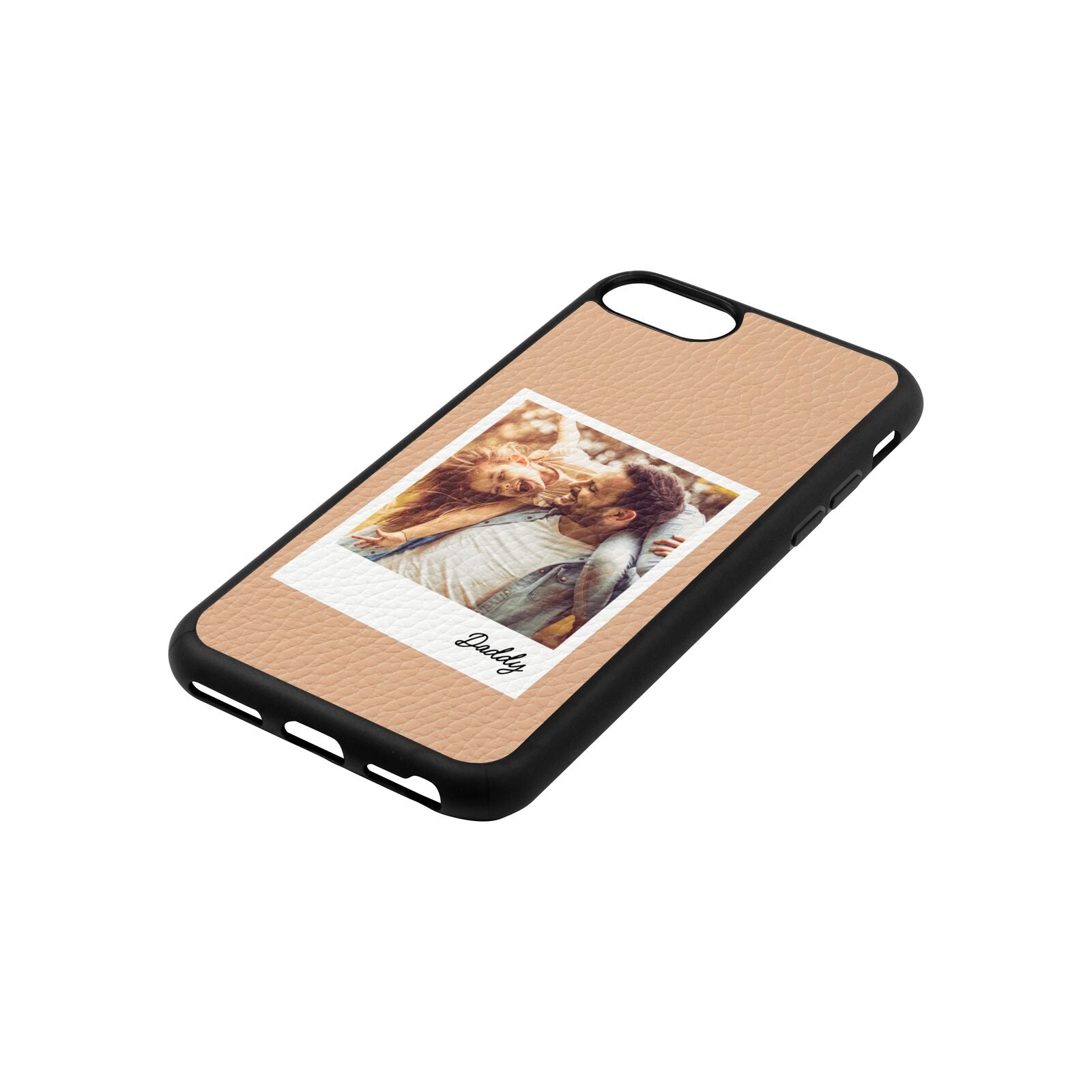 Fathers Day Photo Nude Pebble Leather iPhone 8 Case Side Angle