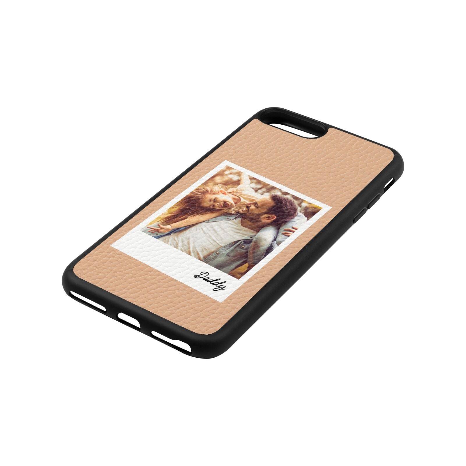 Fathers Day Photo Nude Pebble Leather iPhone 8 Plus Case Side Angle