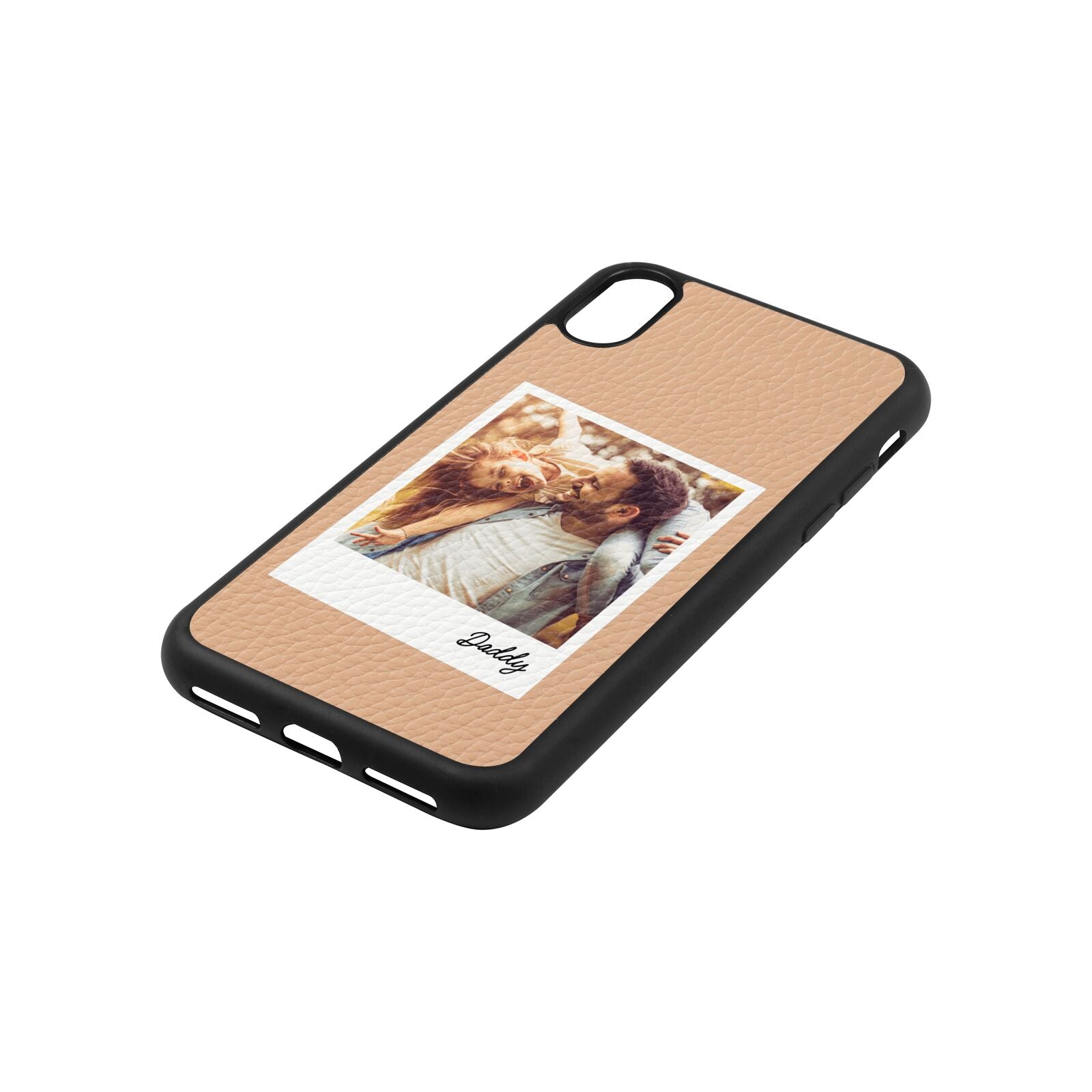 Fathers Day Photo Nude Pebble Leather iPhone Xs Case Side Angle