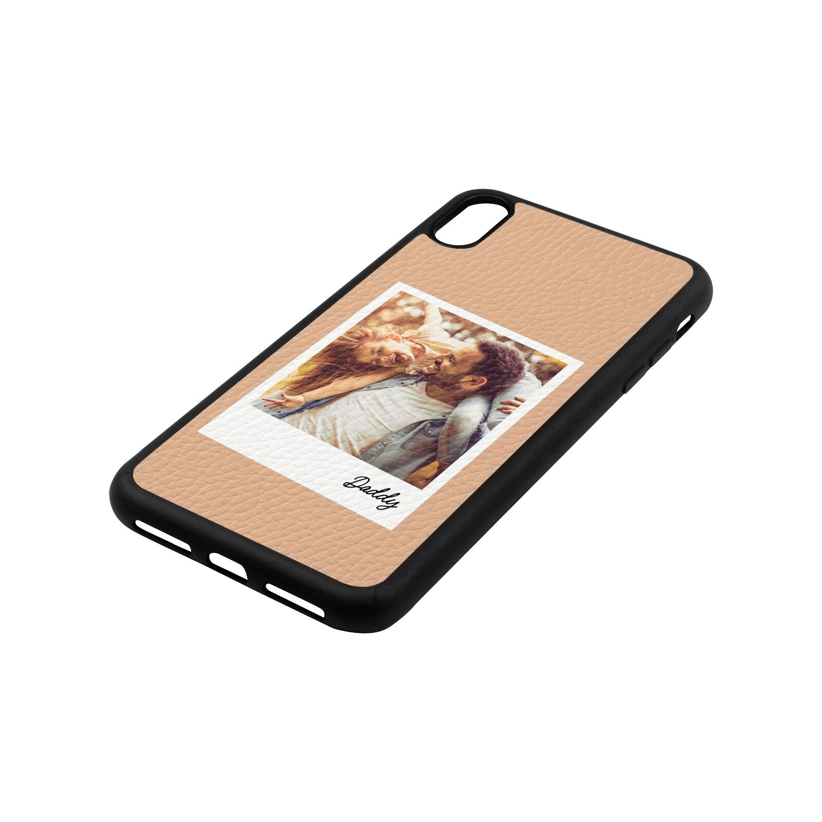 Fathers Day Photo Nude Pebble Leather iPhone Xs Max Case Side Angle