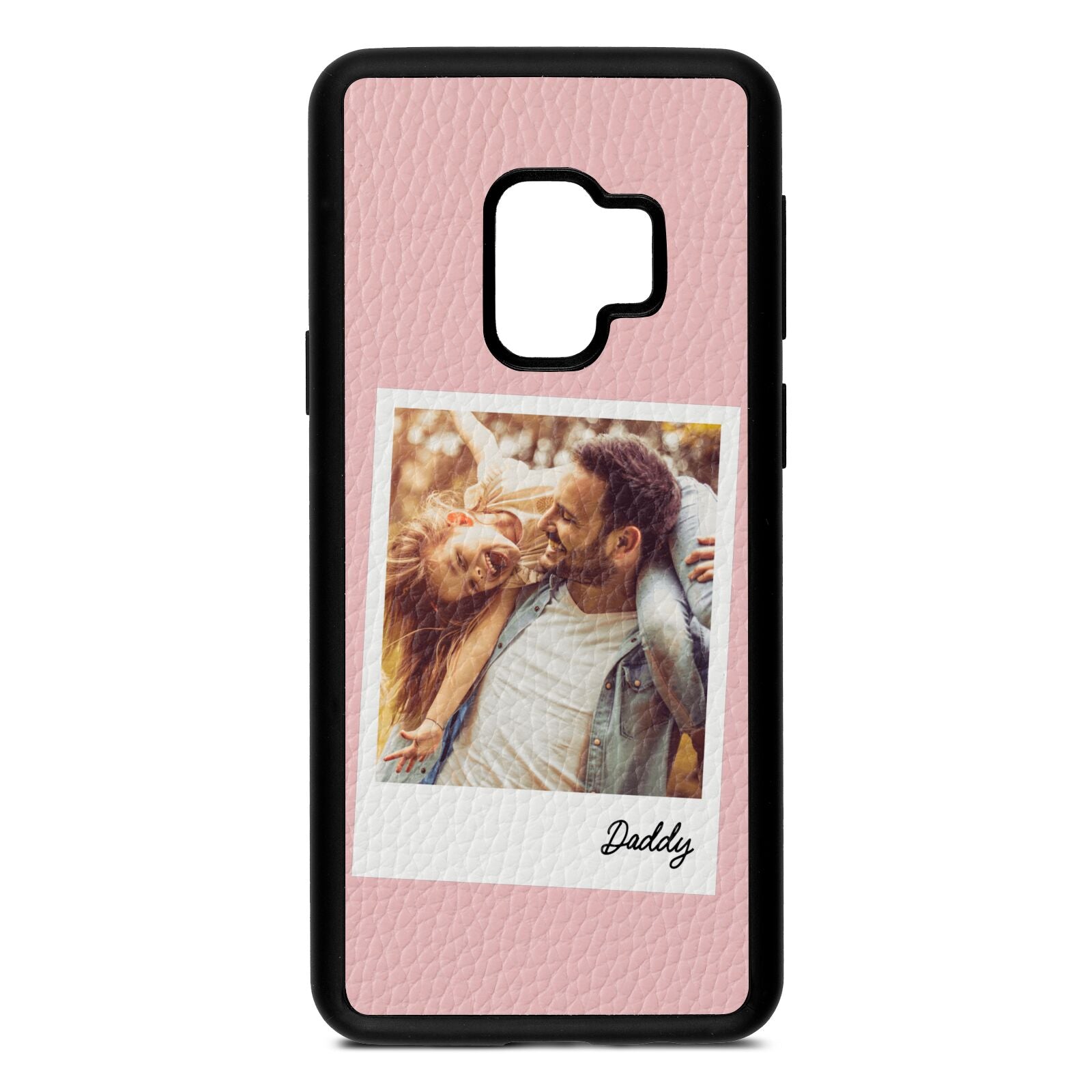 Fathers Day Photo Pink Pebble Leather Samsung S9 Case