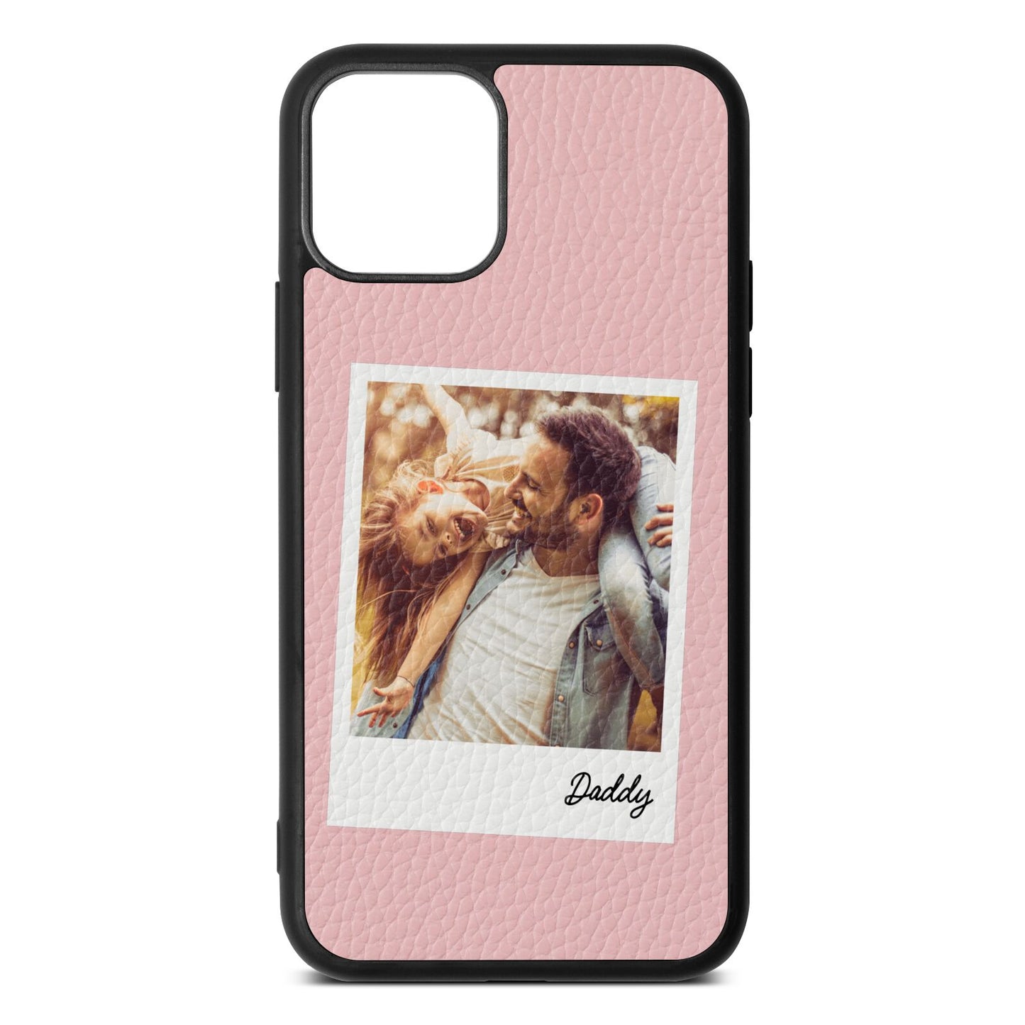 Fathers Day Photo Pink Pebble Leather iPhone 11 Case