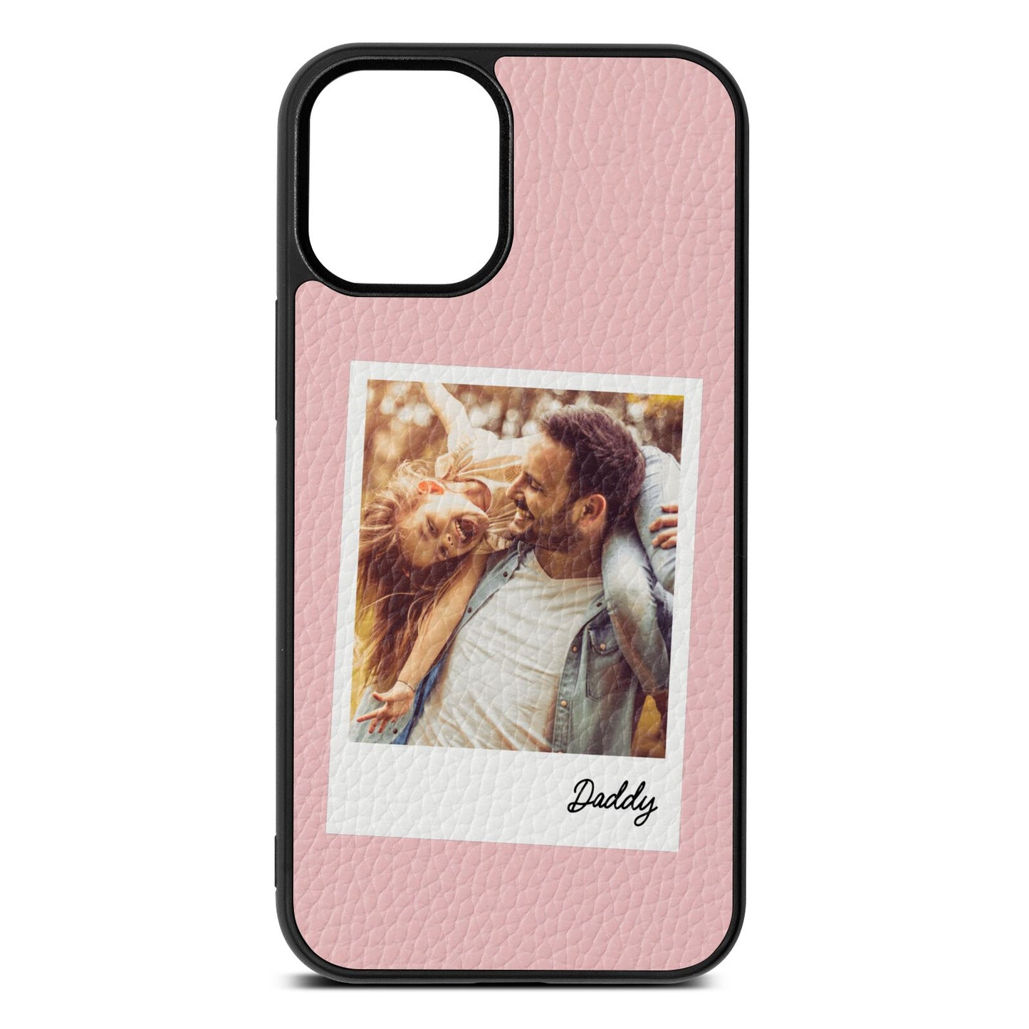 Fathers Day Photo Pink Pebble Leather iPhone 12 Mini Case