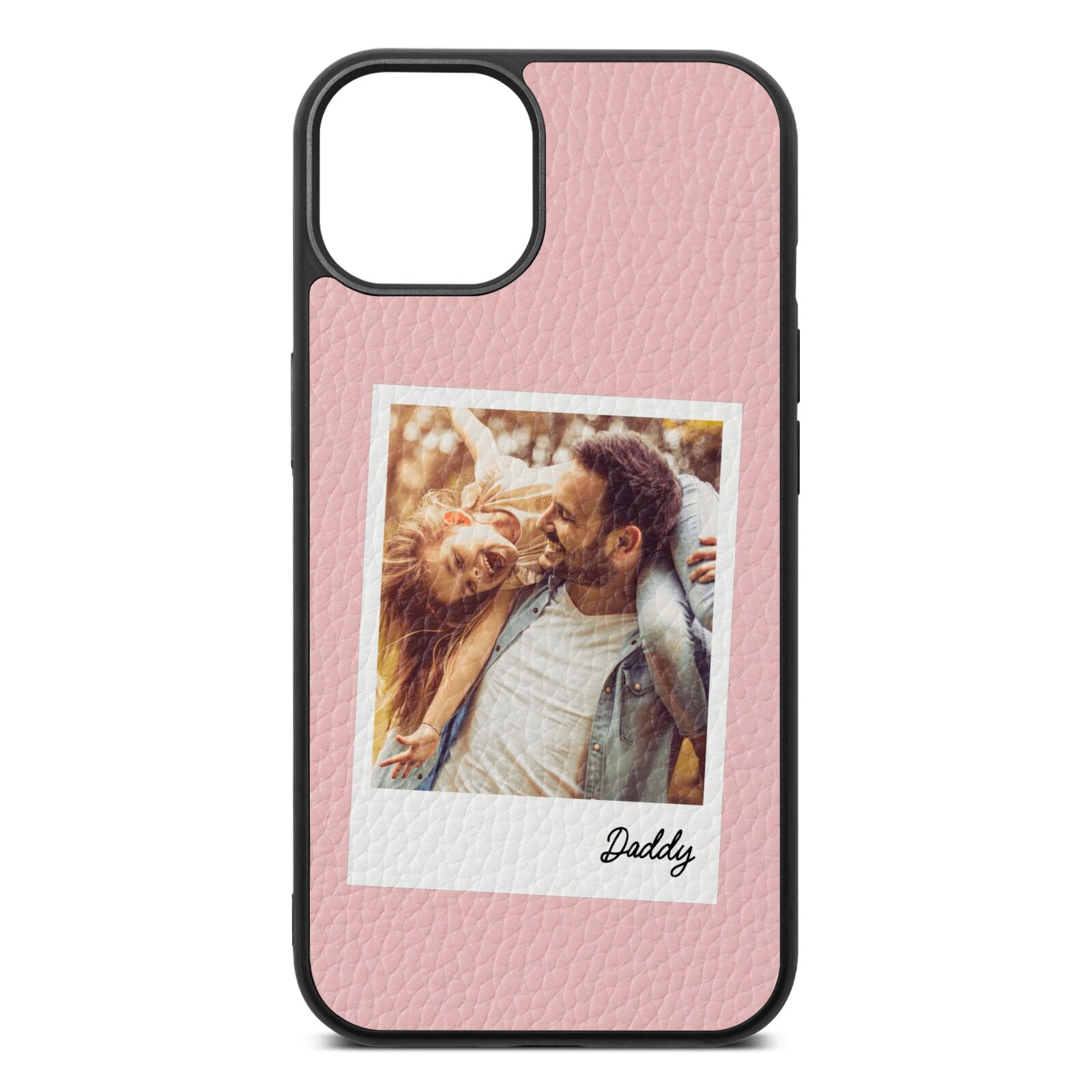 Fathers Day Photo Pink Pebble Leather iPhone 13 Case