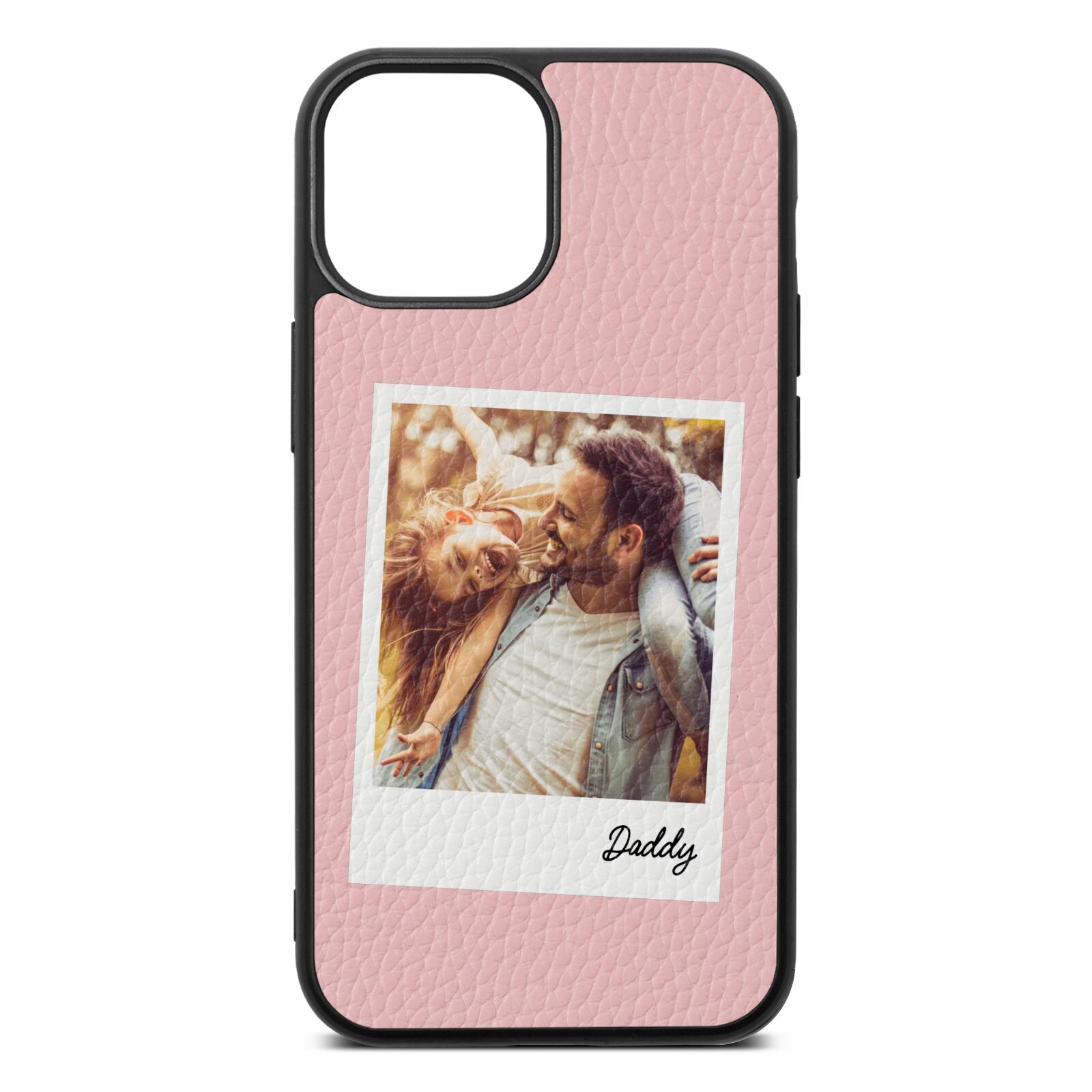 Fathers Day Photo Pink Pebble Leather iPhone 13 Mini Case