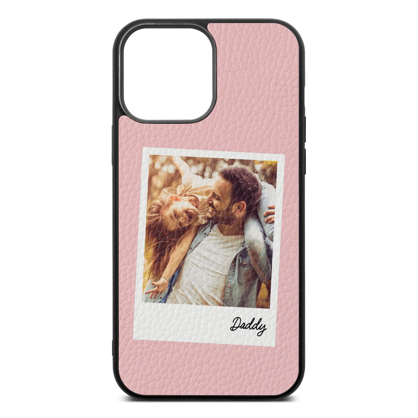 Fathers Day Photo Pink Pebble Leather iPhone 13 Pro Max Case