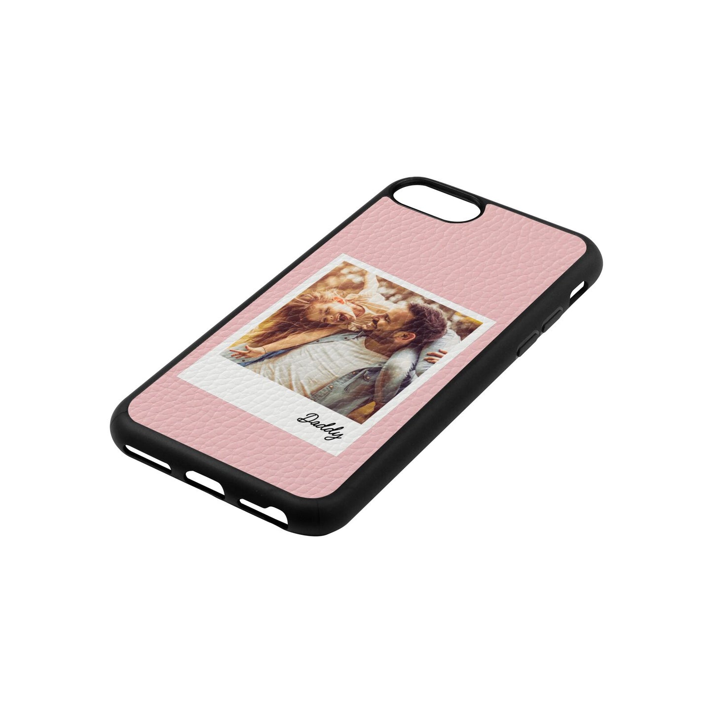 Fathers Day Photo Pink Pebble Leather iPhone 8 Case Side Angle