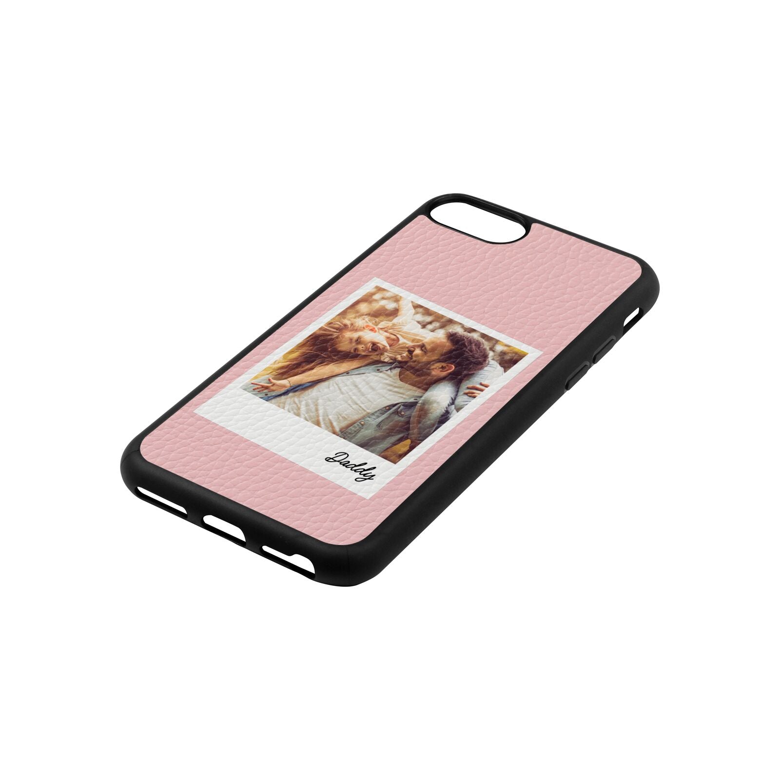 Fathers Day Photo Pink Pebble Leather iPhone 8 Case Side Angle