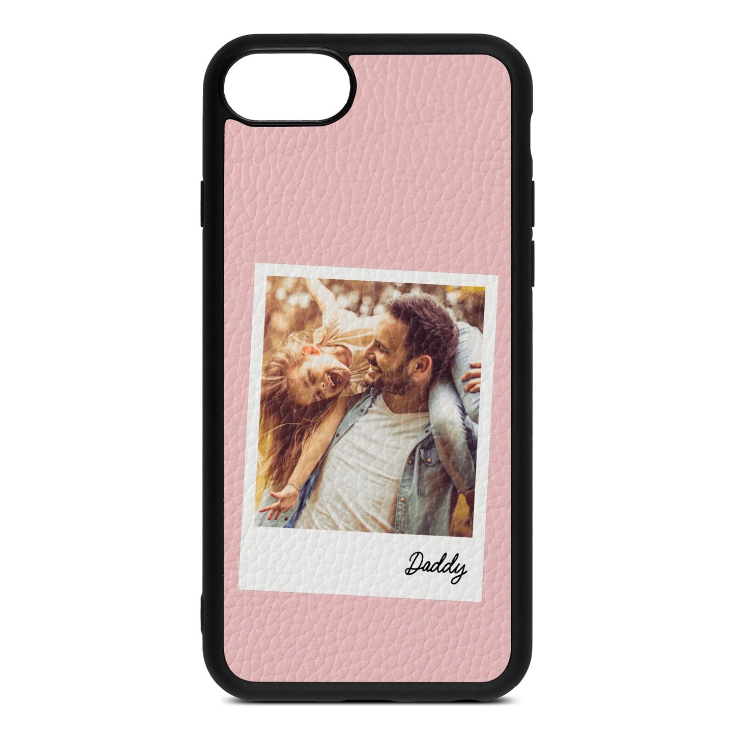 Fathers Day Photo Pink Pebble Leather iPhone 8 Case