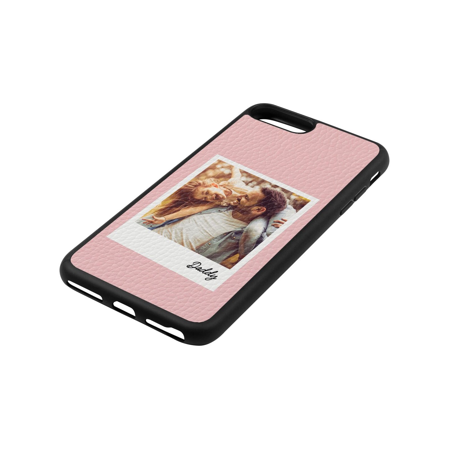 Fathers Day Photo Pink Pebble Leather iPhone 8 Plus Case Side Angle