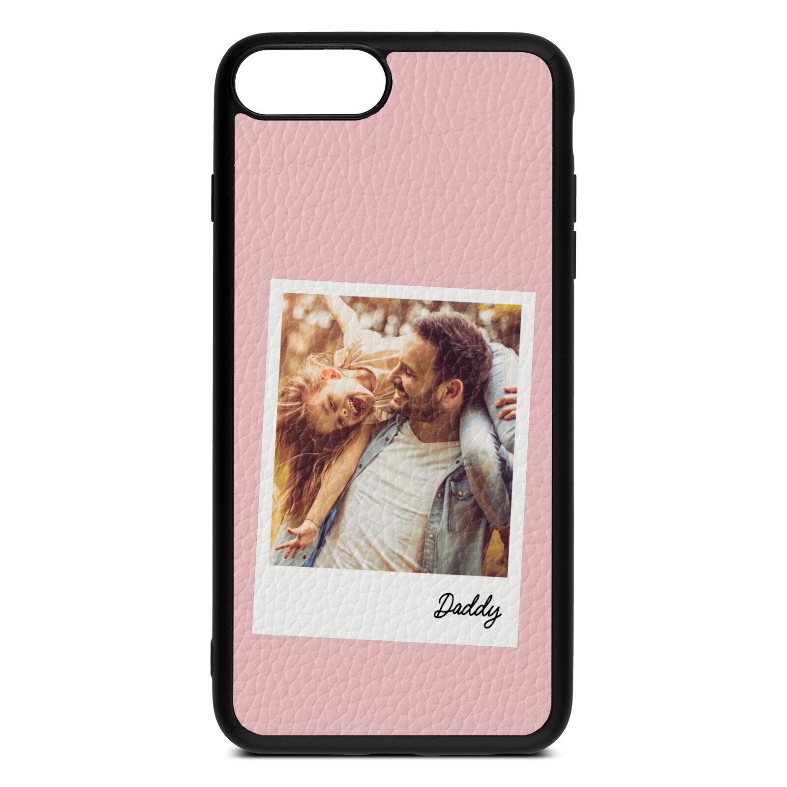 Fathers Day Photo Pink Pebble Leather iPhone 8 Plus Case