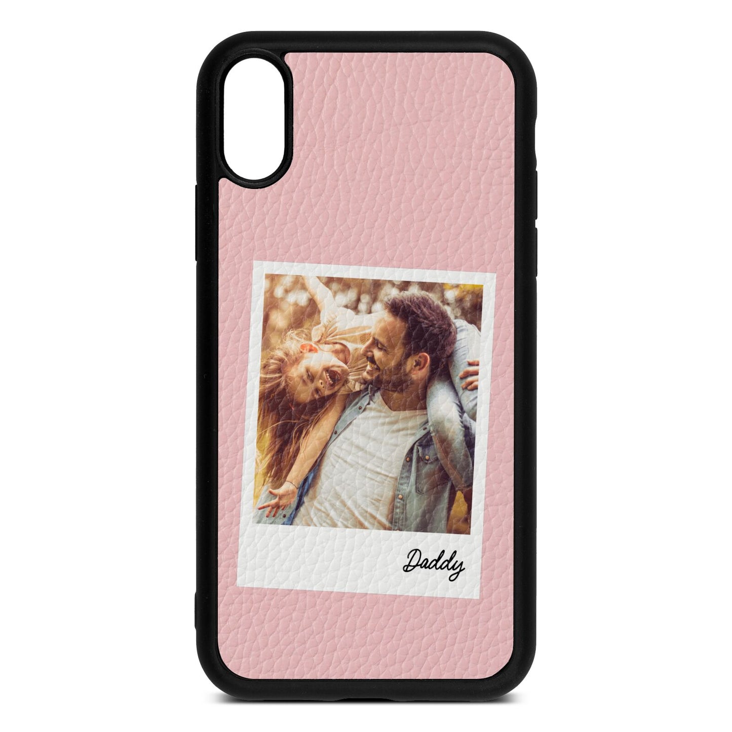 Fathers Day Photo Pink Pebble Leather iPhone Xr Case