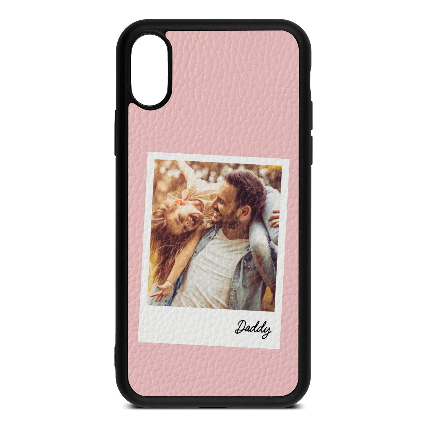 Fathers Day Photo Pink Pebble Leather iPhone Xs Case