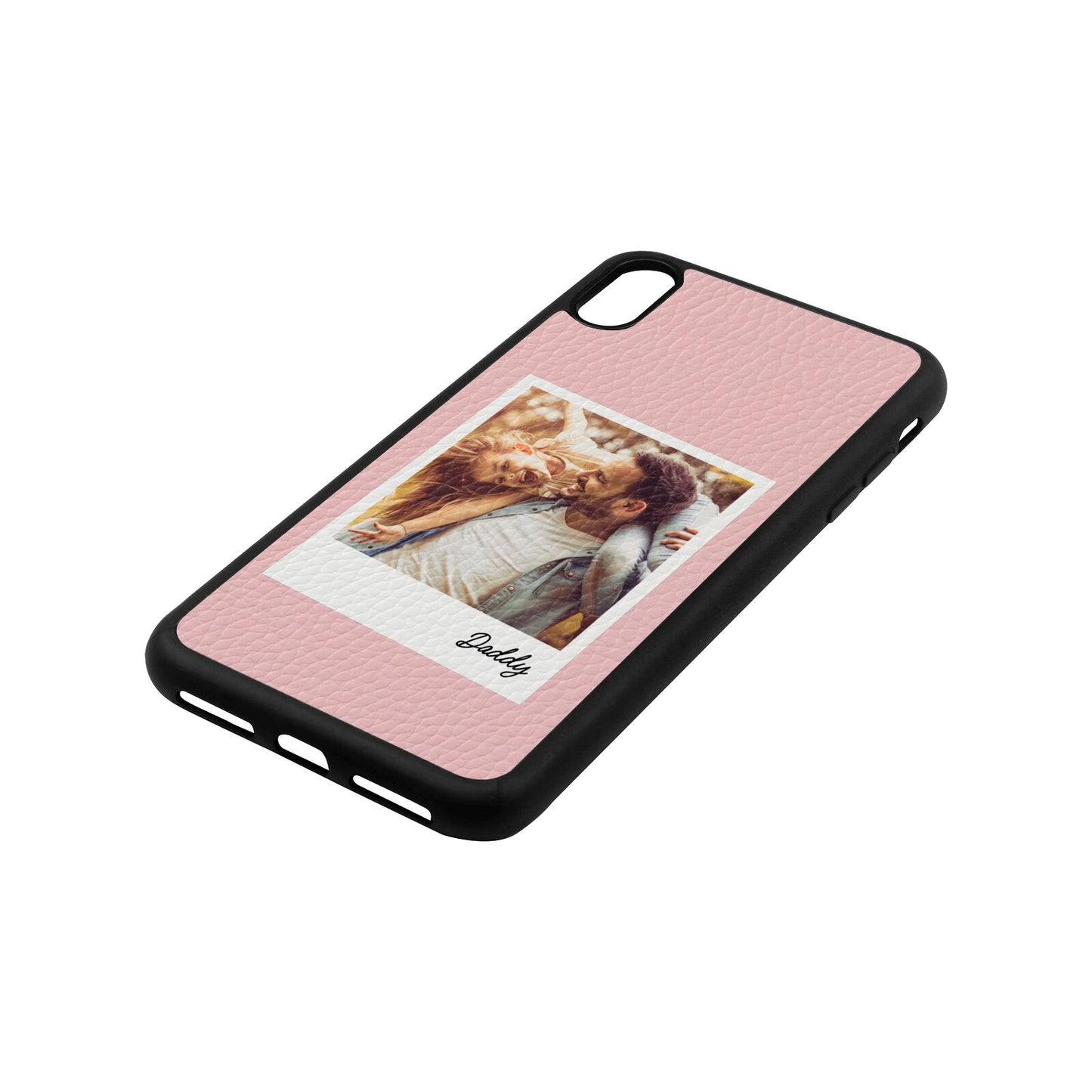 Fathers Day Photo Pink Pebble Leather iPhone Xs Max Case Side Angle