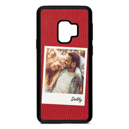 Fathers Day Photo Red Pebble Leather Samsung S9 Case