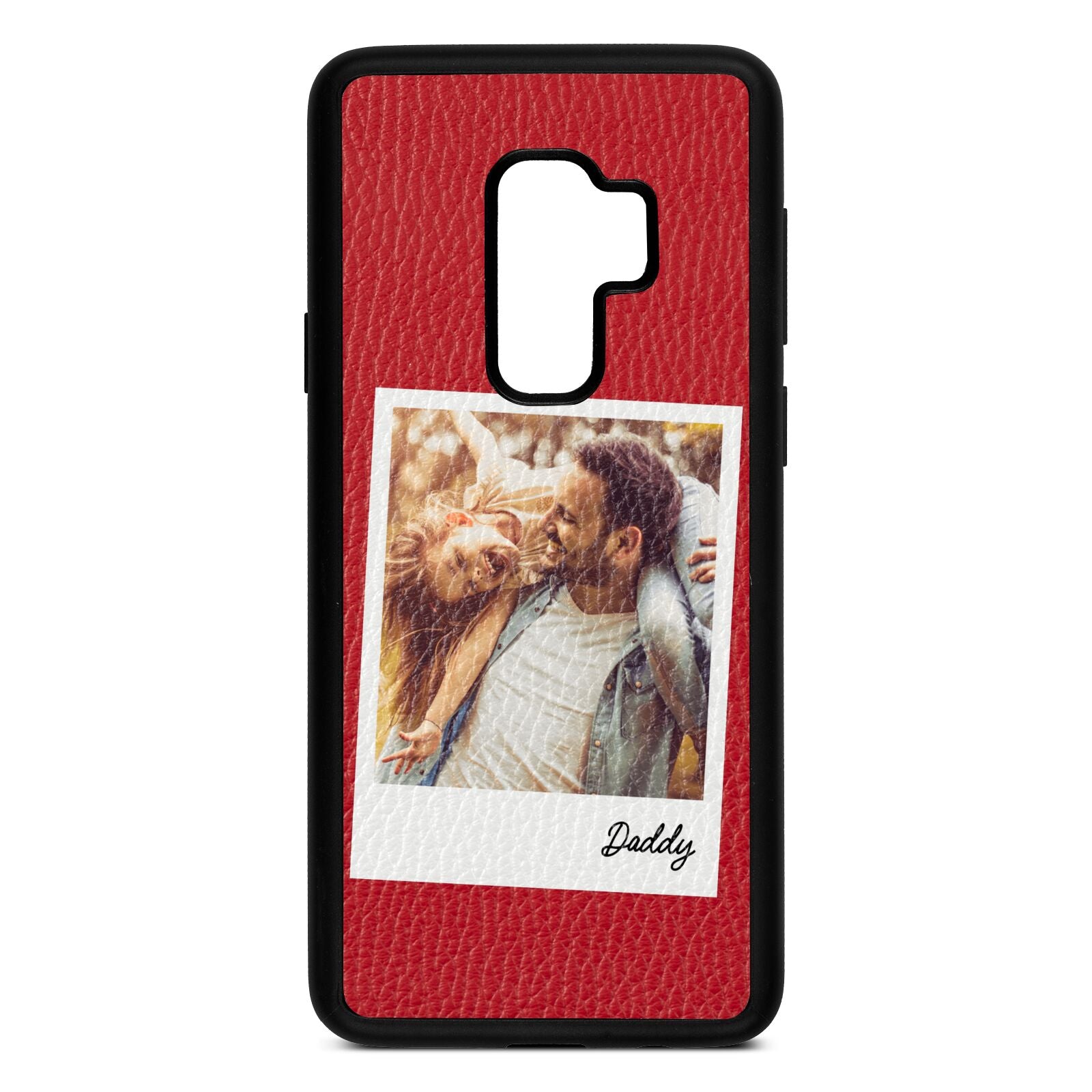 Fathers Day Photo Red Pebble Leather Samsung S9 Plus Case