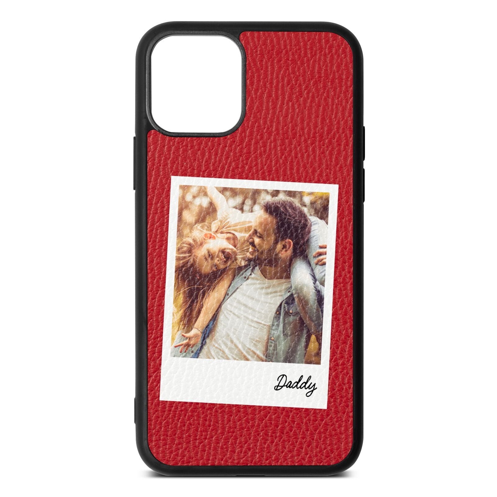 Fathers Day Photo Red Pebble Leather iPhone 11 Pro Case