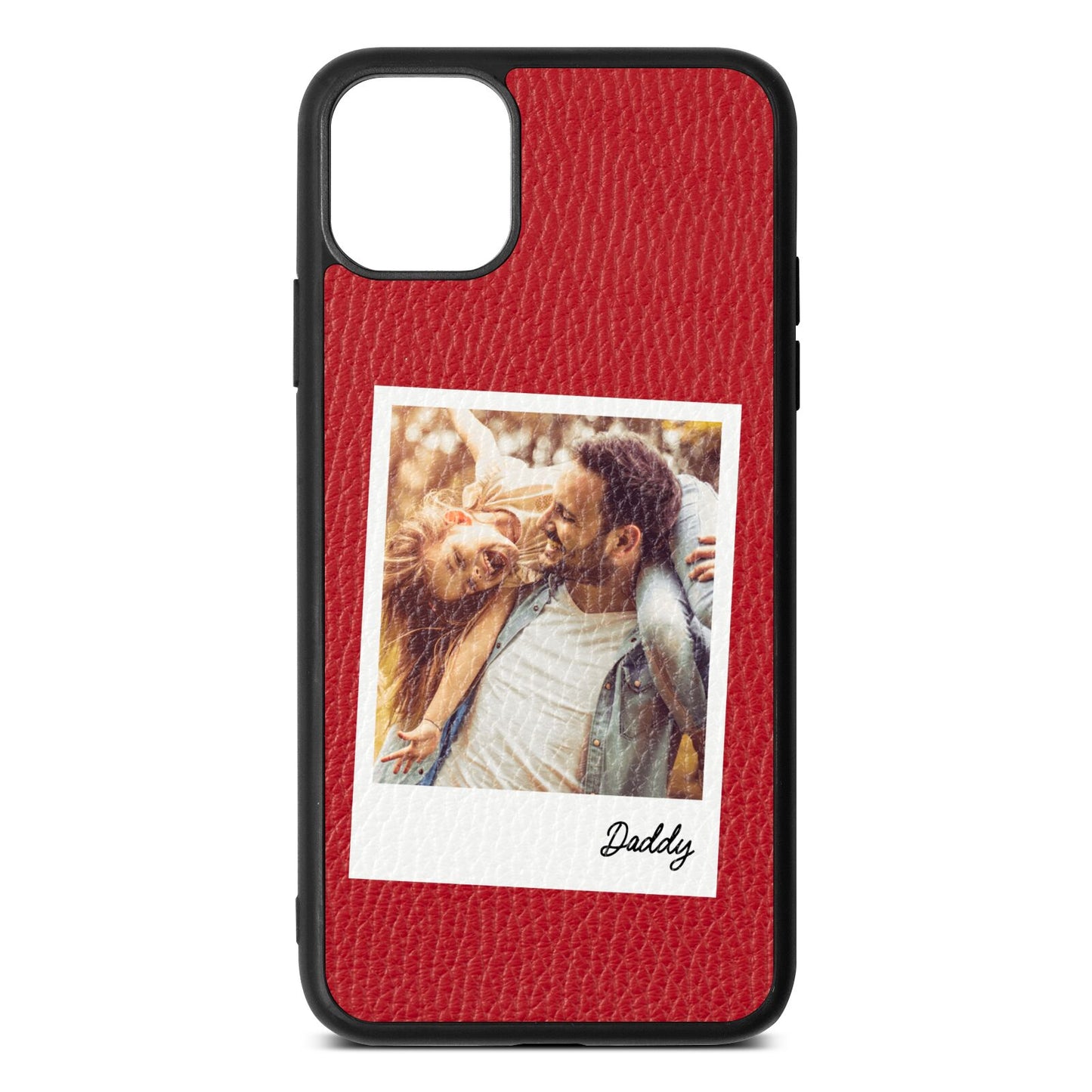 Fathers Day Photo Red Pebble Leather iPhone 11 Pro Max Case