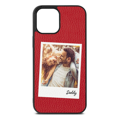 Fathers Day Photo Red Pebble Leather iPhone 12 Pro Max Case