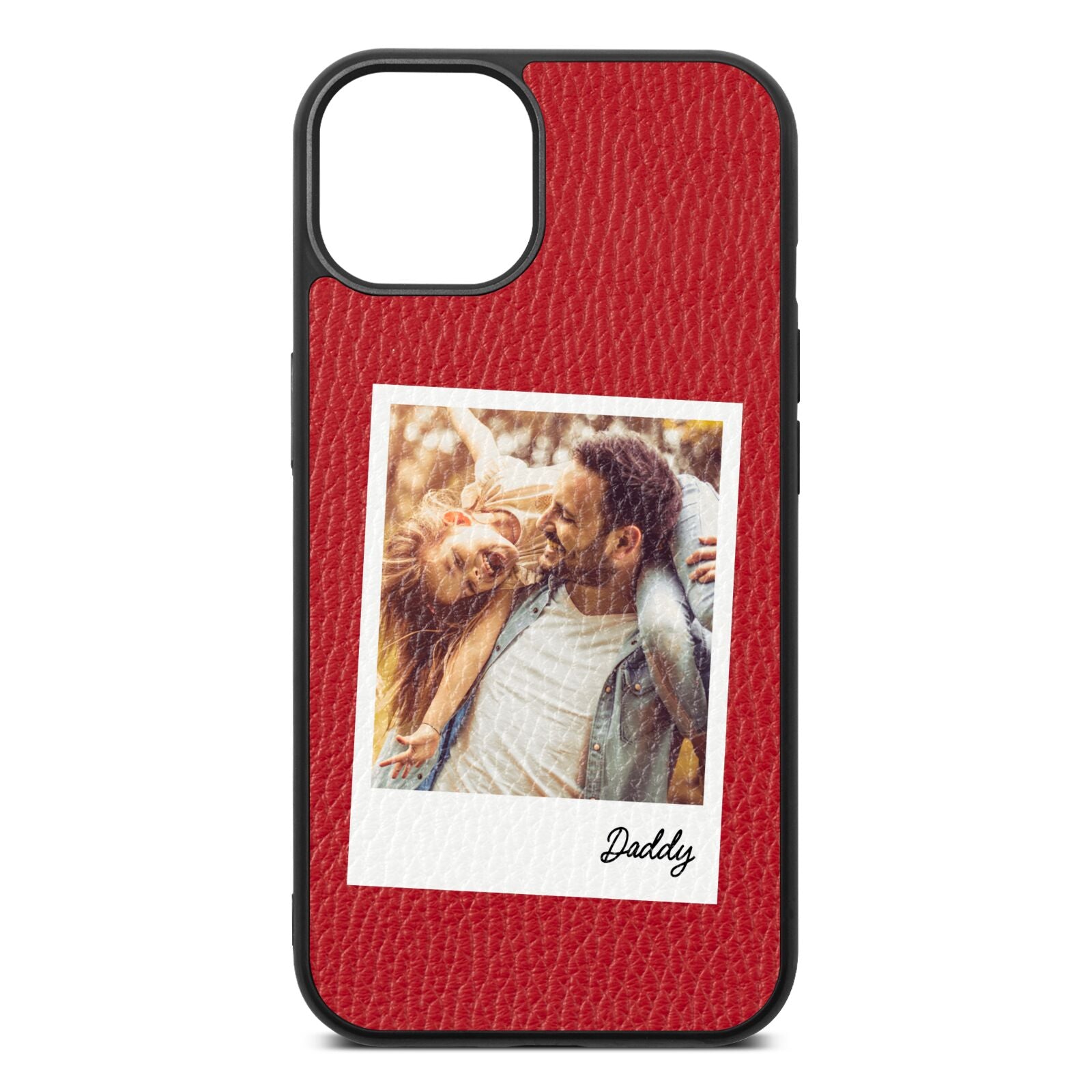 Fathers Day Photo Red Pebble Leather iPhone 13 Case