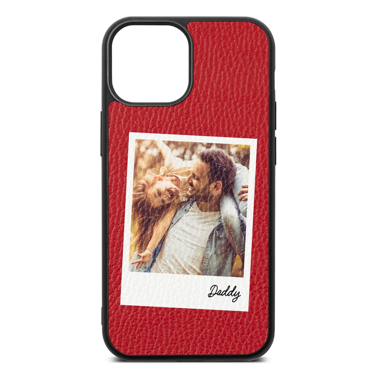 Fathers Day Photo Red Pebble Leather iPhone 13 Mini Case