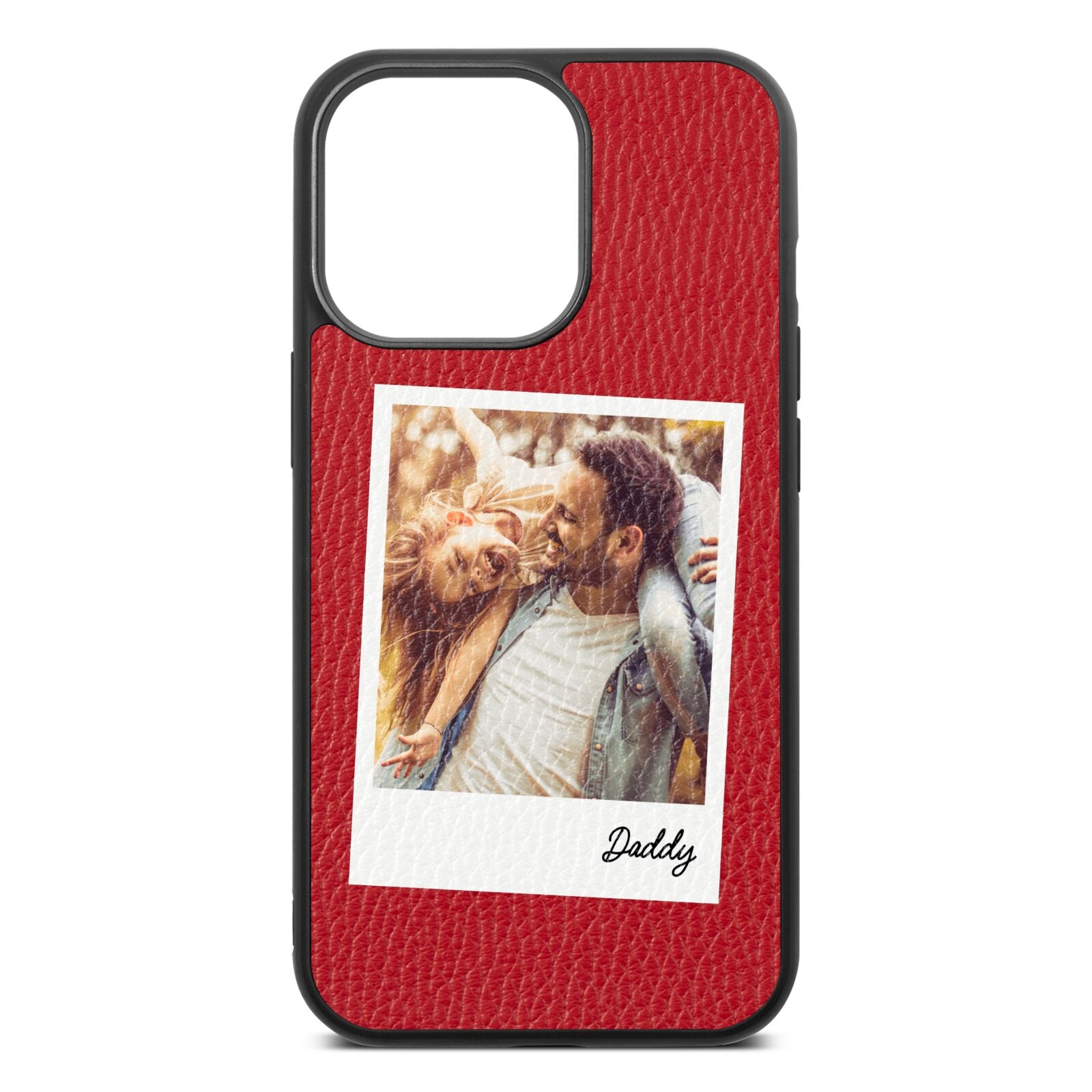 Fathers Day Photo Red Pebble Leather iPhone 13 Pro Case