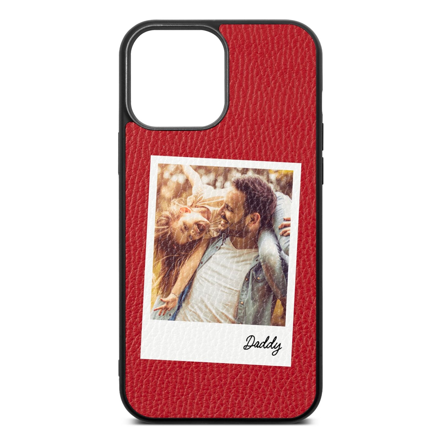 Fathers Day Photo Red Pebble Leather iPhone 13 Pro Max Case