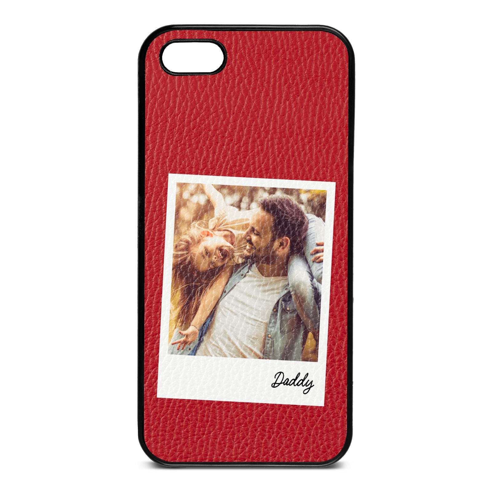 Fathers Day Photo Red Pebble Leather iPhone 5 Case