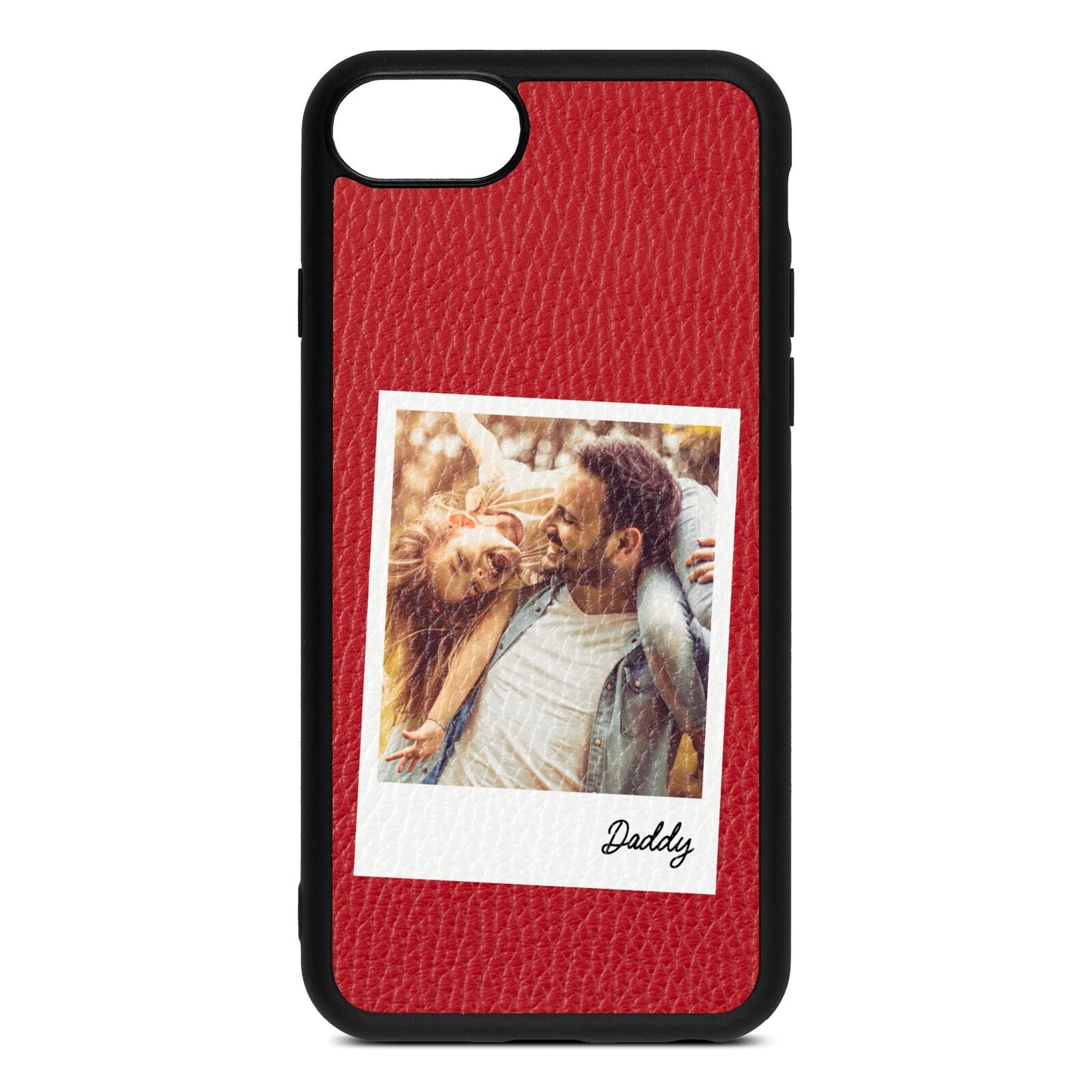 Fathers Day Photo Red Pebble Leather iPhone 8 Case