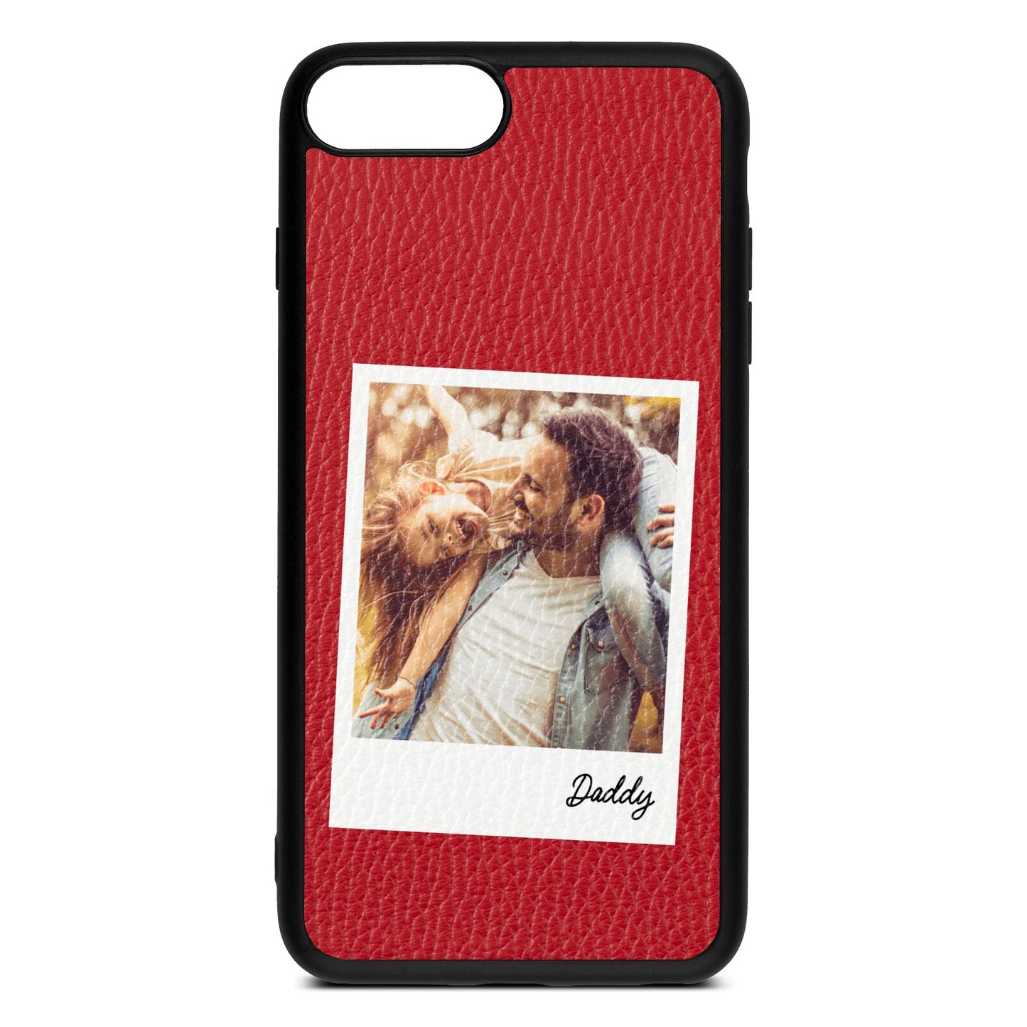 Fathers Day Photo Red Pebble Leather iPhone 8 Plus Case