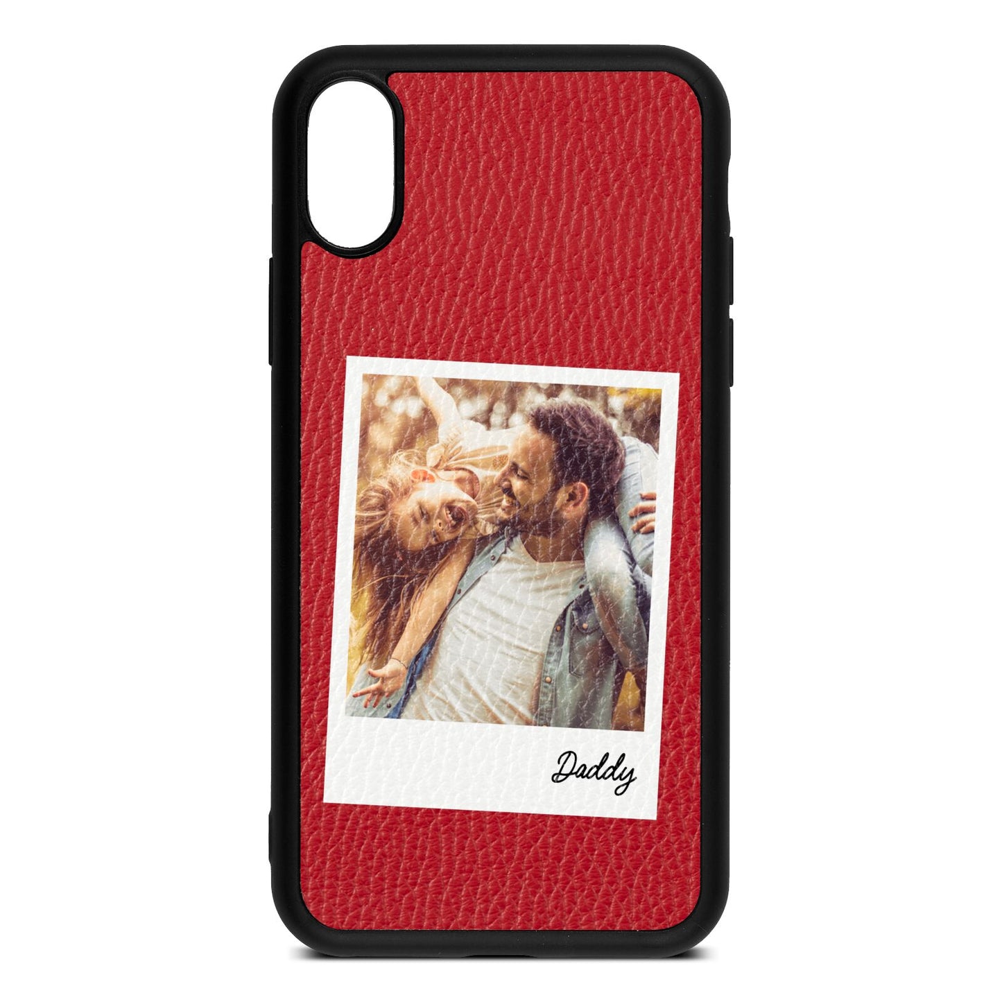 Fathers Day Photo Red Pebble Leather iPhone Xs Case