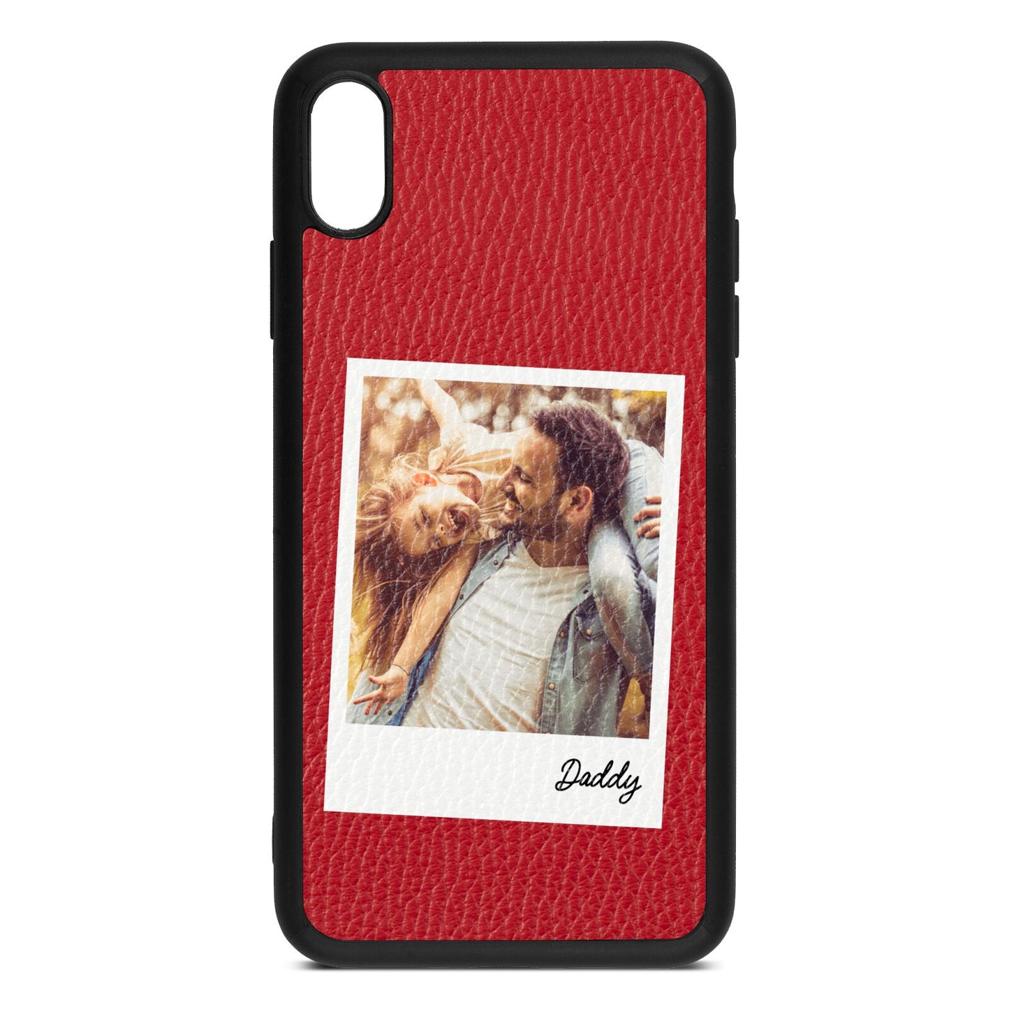 Fathers Day Photo Red Pebble Leather iPhone Xs Max Case