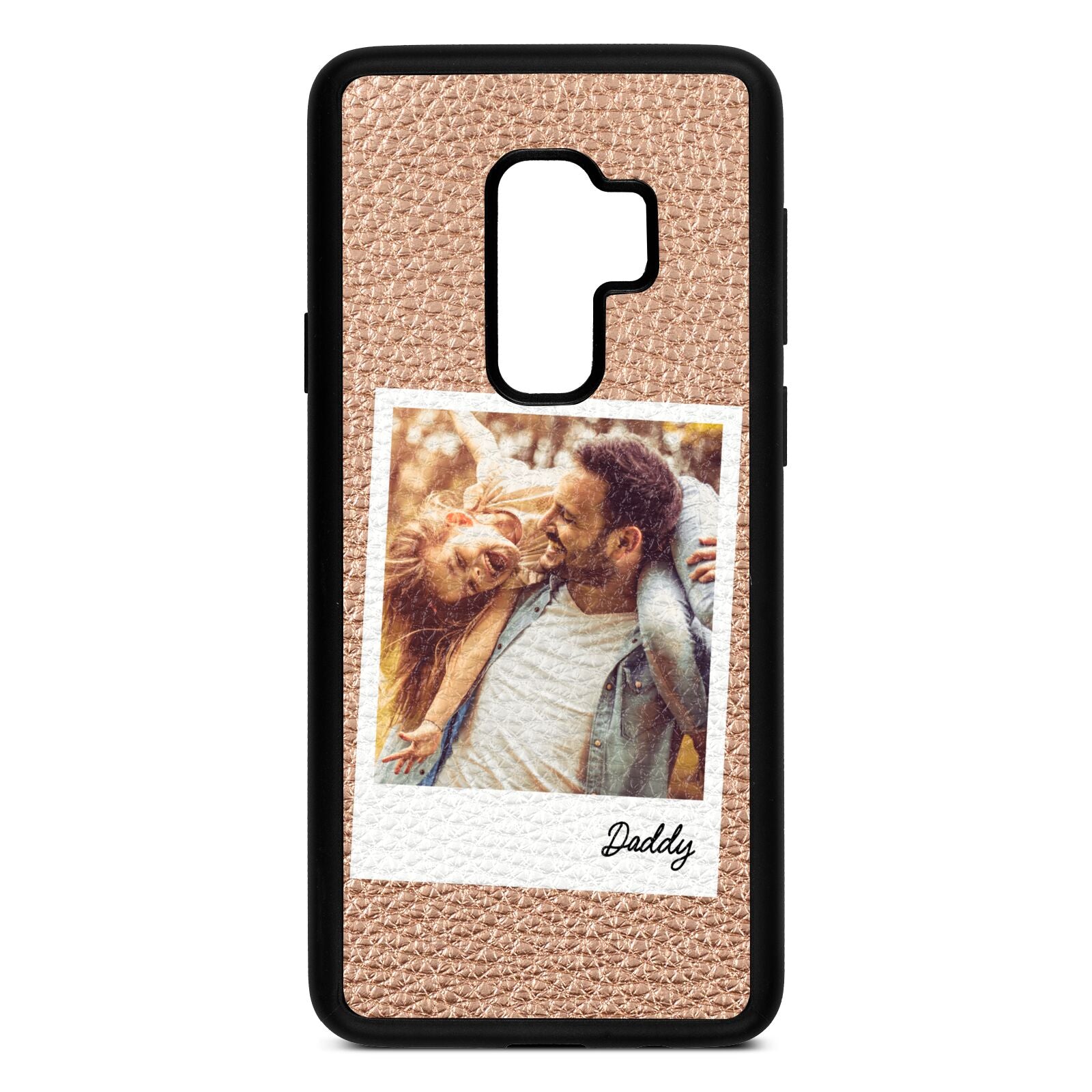 Fathers Day Photo Rose Gold Pebble Leather Samsung S9 Plus Case