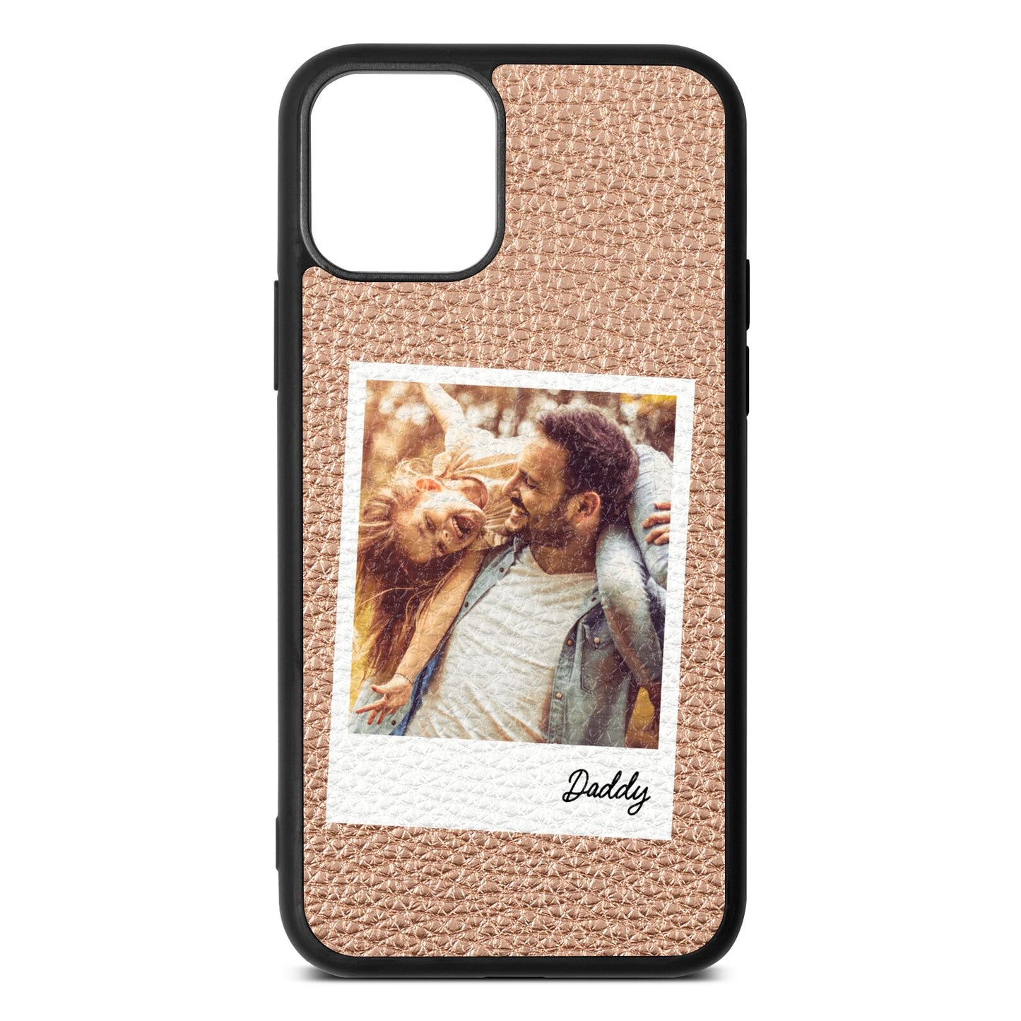 Fathers Day Photo Rose Gold Pebble Leather iPhone 11 Case