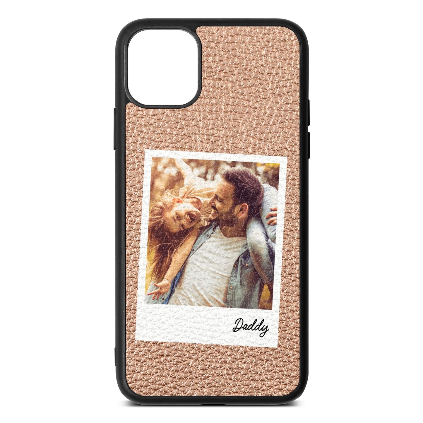 Fathers Day Photo Rose Gold Pebble Leather iPhone 11 Pro Max Case