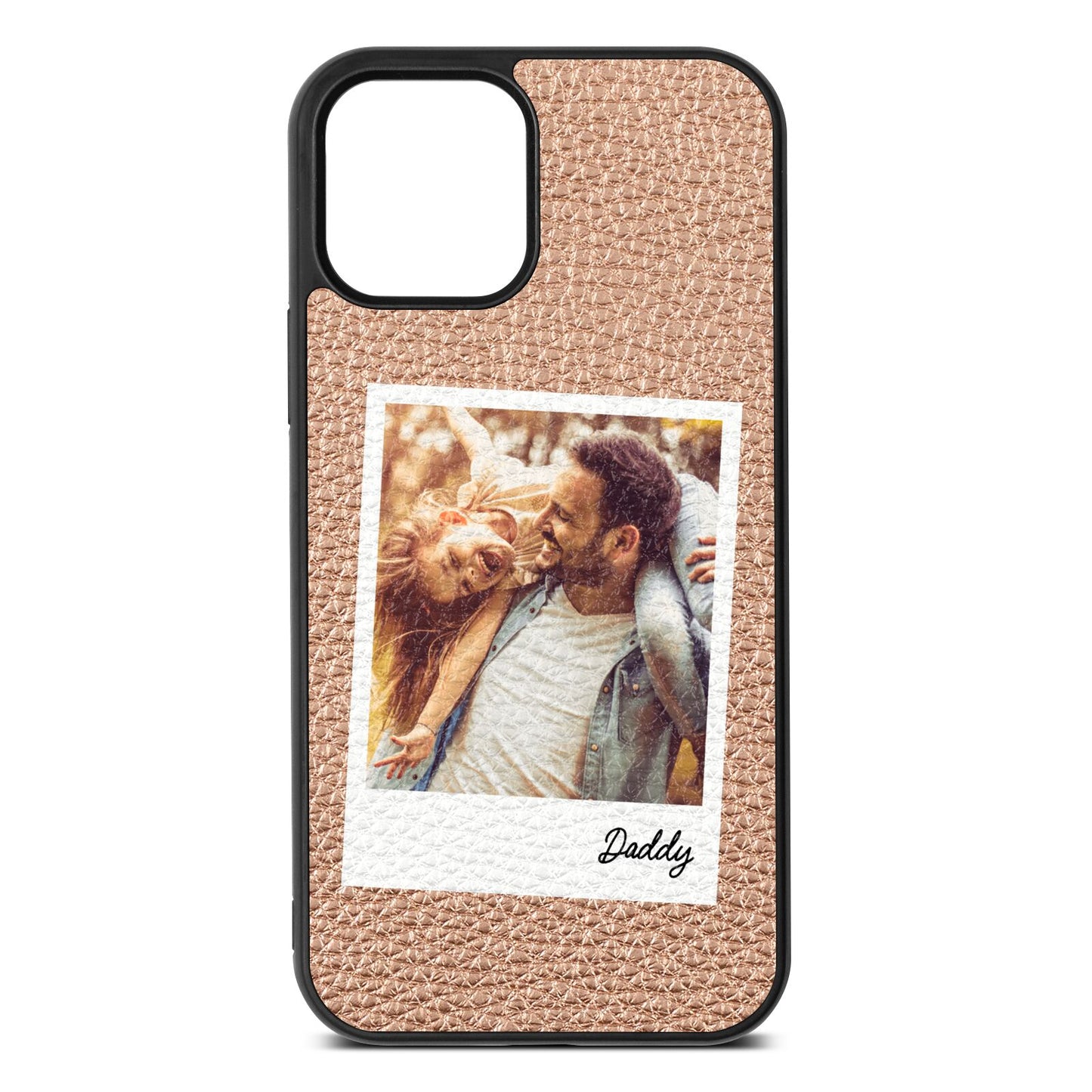 Fathers Day Photo Rose Gold Pebble Leather iPhone 12 Case