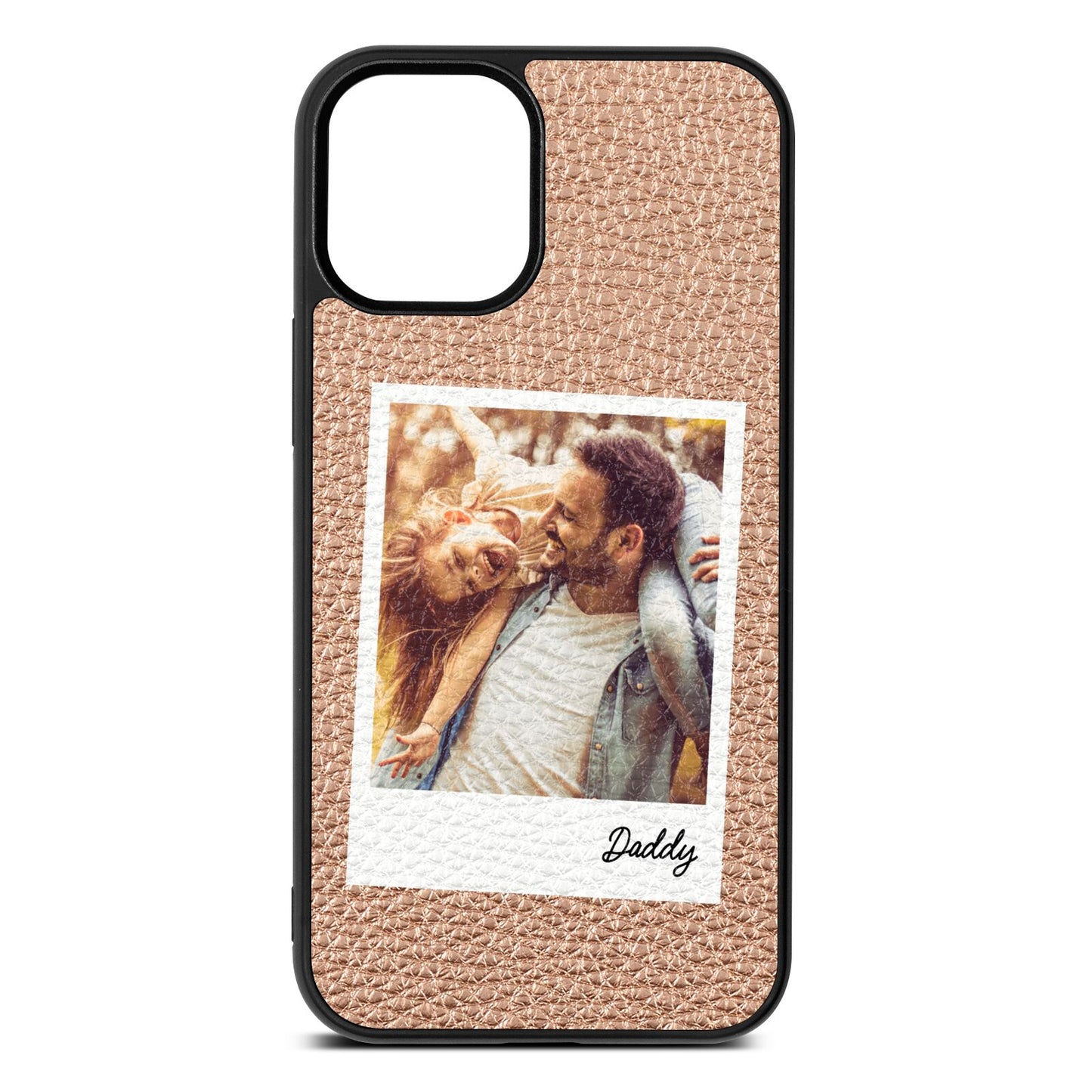 Fathers Day Photo Rose Gold Pebble Leather iPhone 12 Mini Case