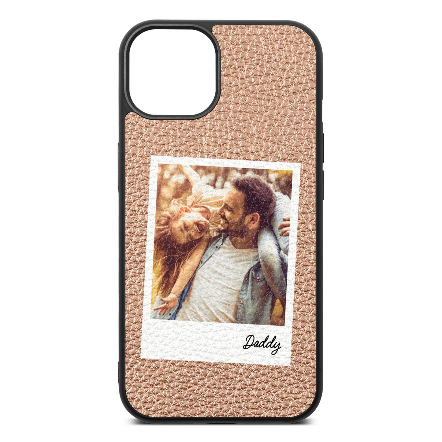 Fathers Day Photo Rose Gold Pebble Leather iPhone 13 Case