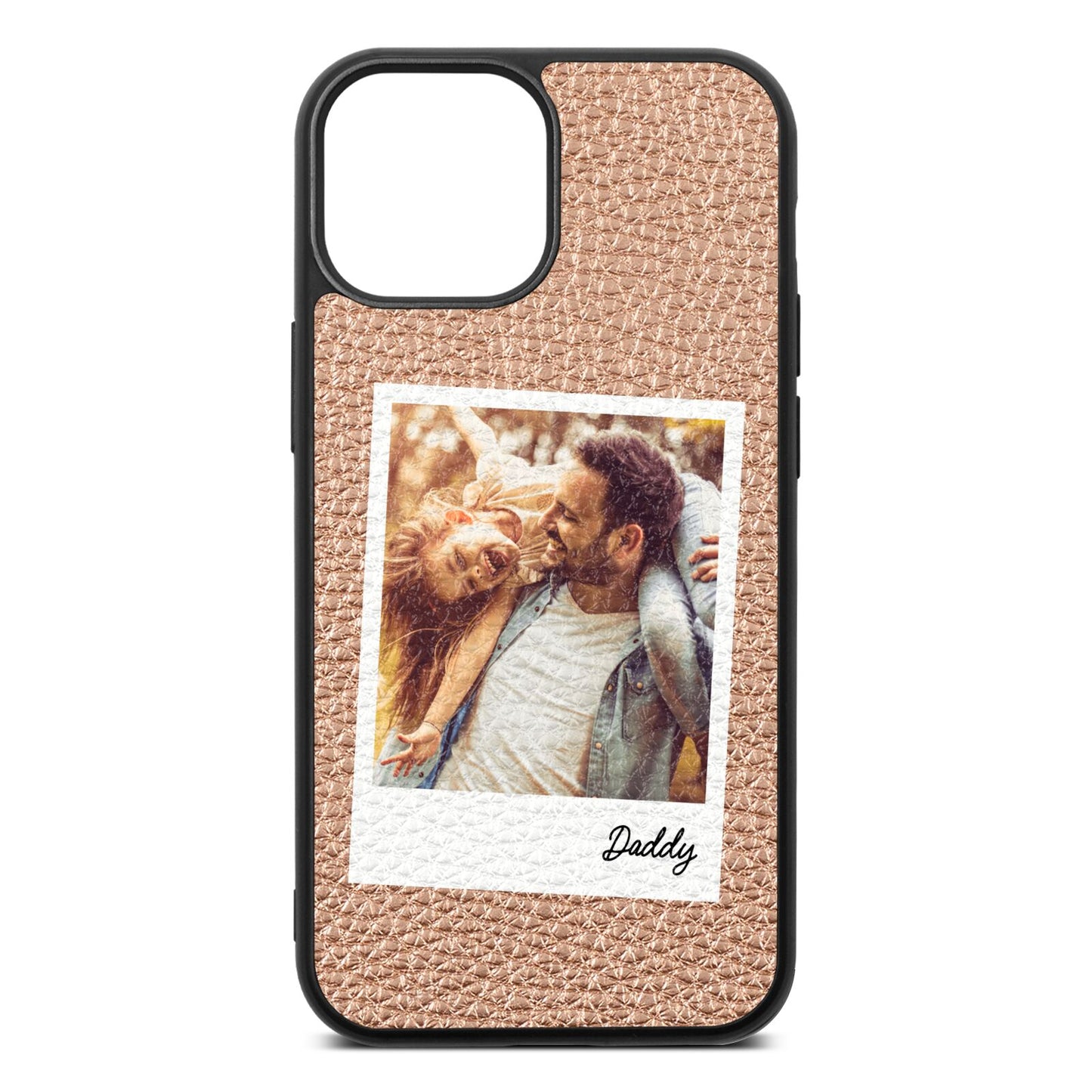 Fathers Day Photo Rose Gold Pebble Leather iPhone 13 Mini Case