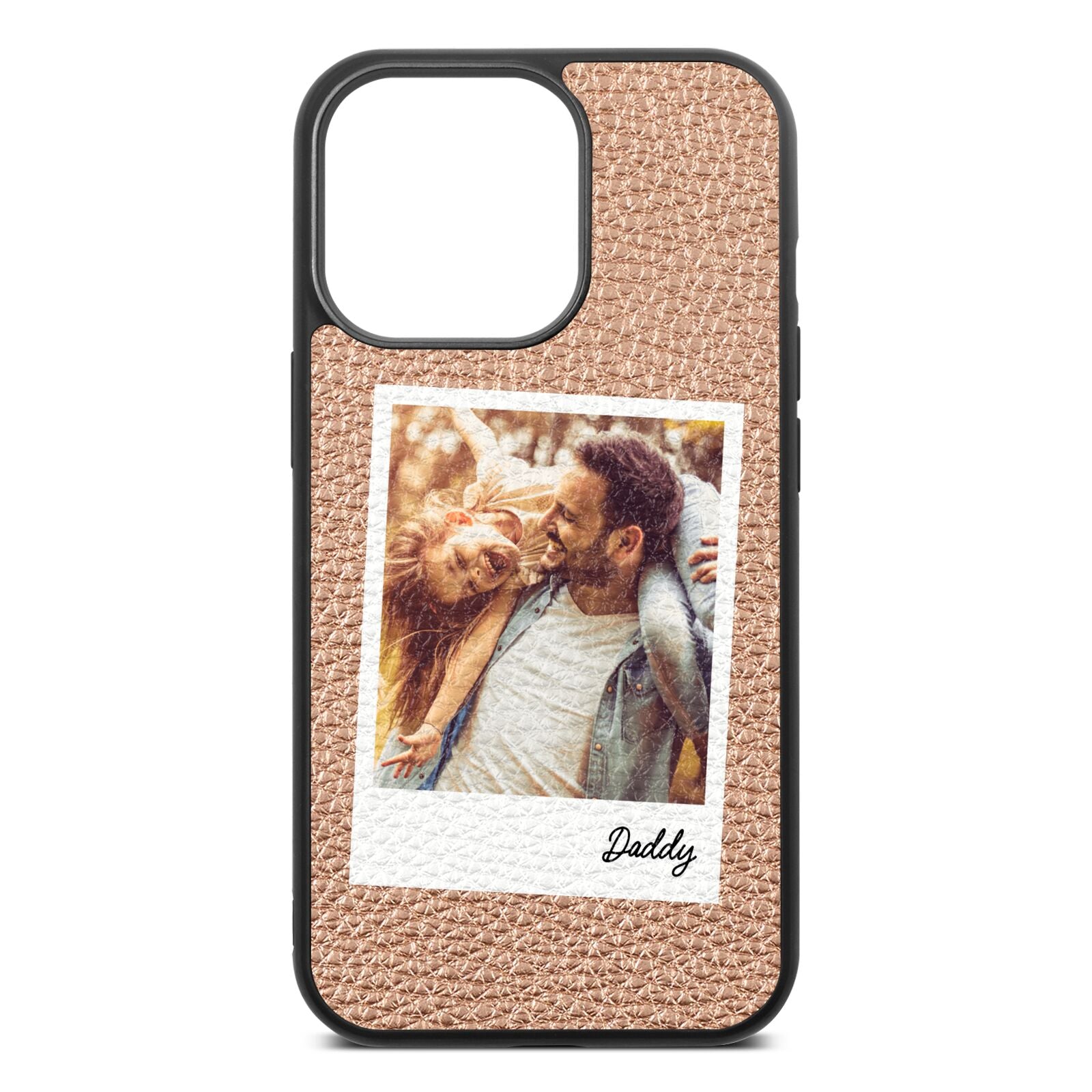 Fathers Day Photo Rose Gold Pebble Leather iPhone 13 Pro Case